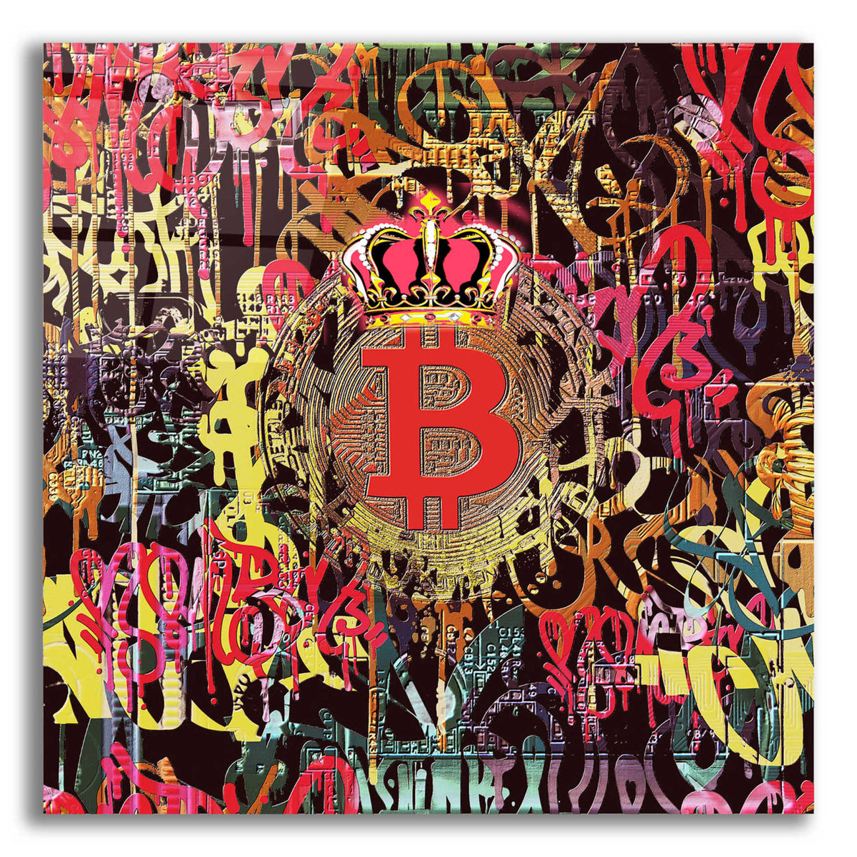 Epic Art 'Bitcoin Graffiti Art 6' by Irena Orlov, Acrylic Glass Wall Art