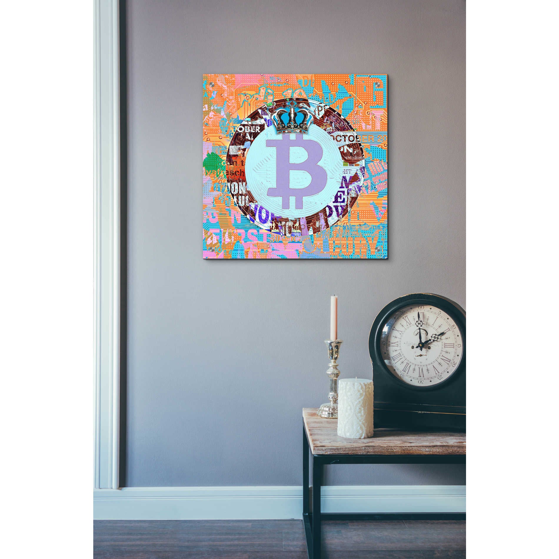 Epic Art 'Bitcoin Cryptocurrency 2-1' by Irena Orlov, Acrylic Glass Wall Art,24x24