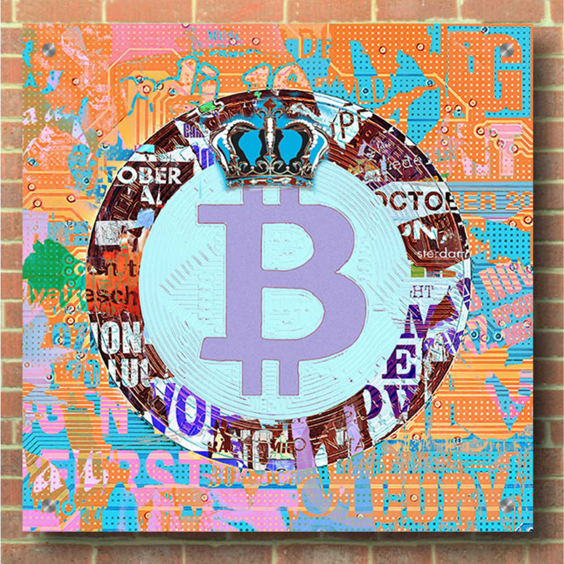 Epic Art 'Bitcoin Cryptocurrency 2-1' by Irena Orlov, Acrylic Glass Wall Art,36x36