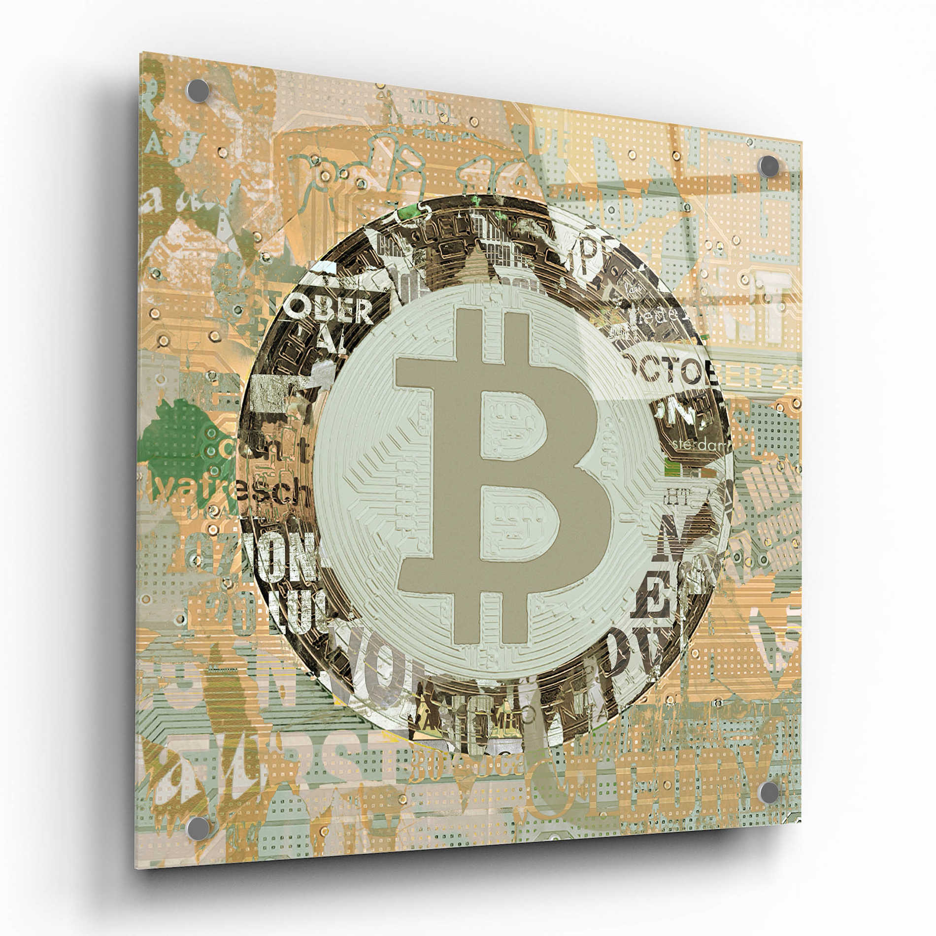 Epic Art 'Bitcoin Cryptocurrency 2-3' by Irena Orlov, Acrylic Glass Wall Art,36x36
