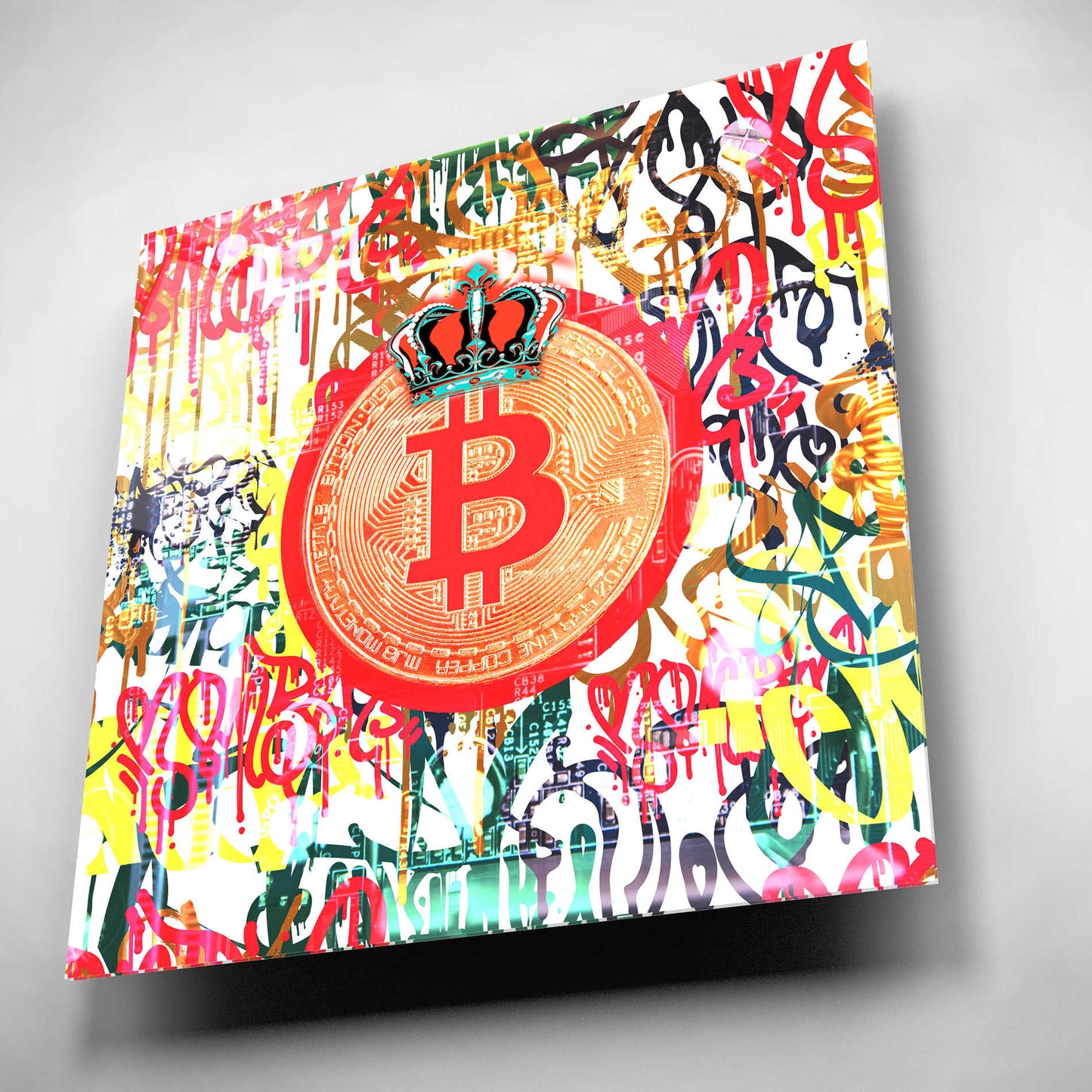 Epic Art 'Bitcoin Graffiti Art 5' by Irena Orlov, Acrylic Glass Wall Art,12x12