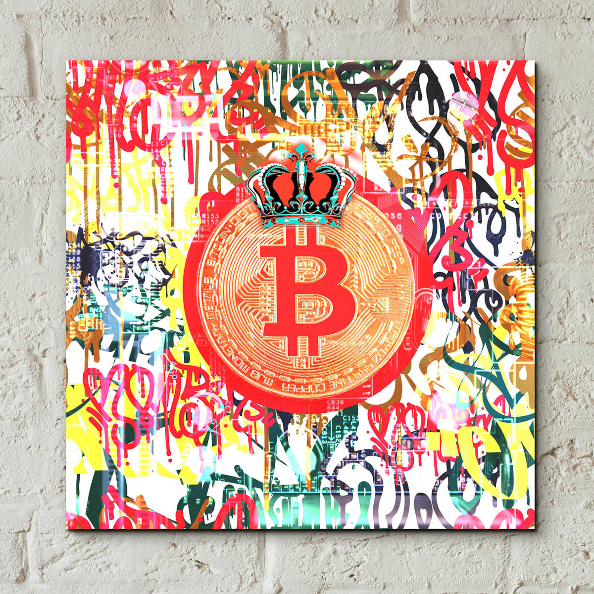 Epic Art 'Bitcoin Graffiti Art 5' by Irena Orlov, Acrylic Glass Wall Art,12x12