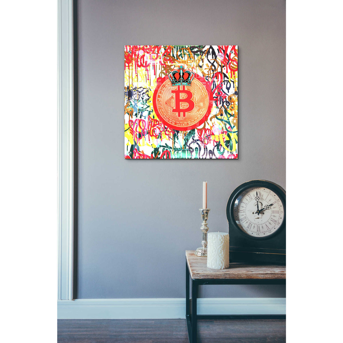 Epic Art 'Bitcoin Graffiti Art 5' by Irena Orlov, Acrylic Glass Wall Art,24x24