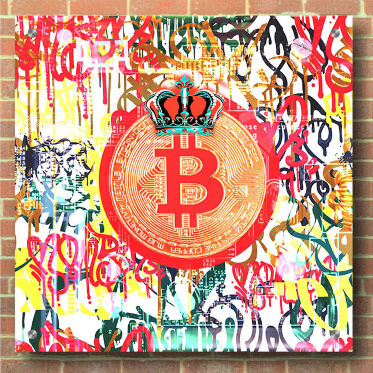 Epic Art 'Bitcoin Graffiti Art 5' by Irena Orlov, Acrylic Glass Wall Art,36x36