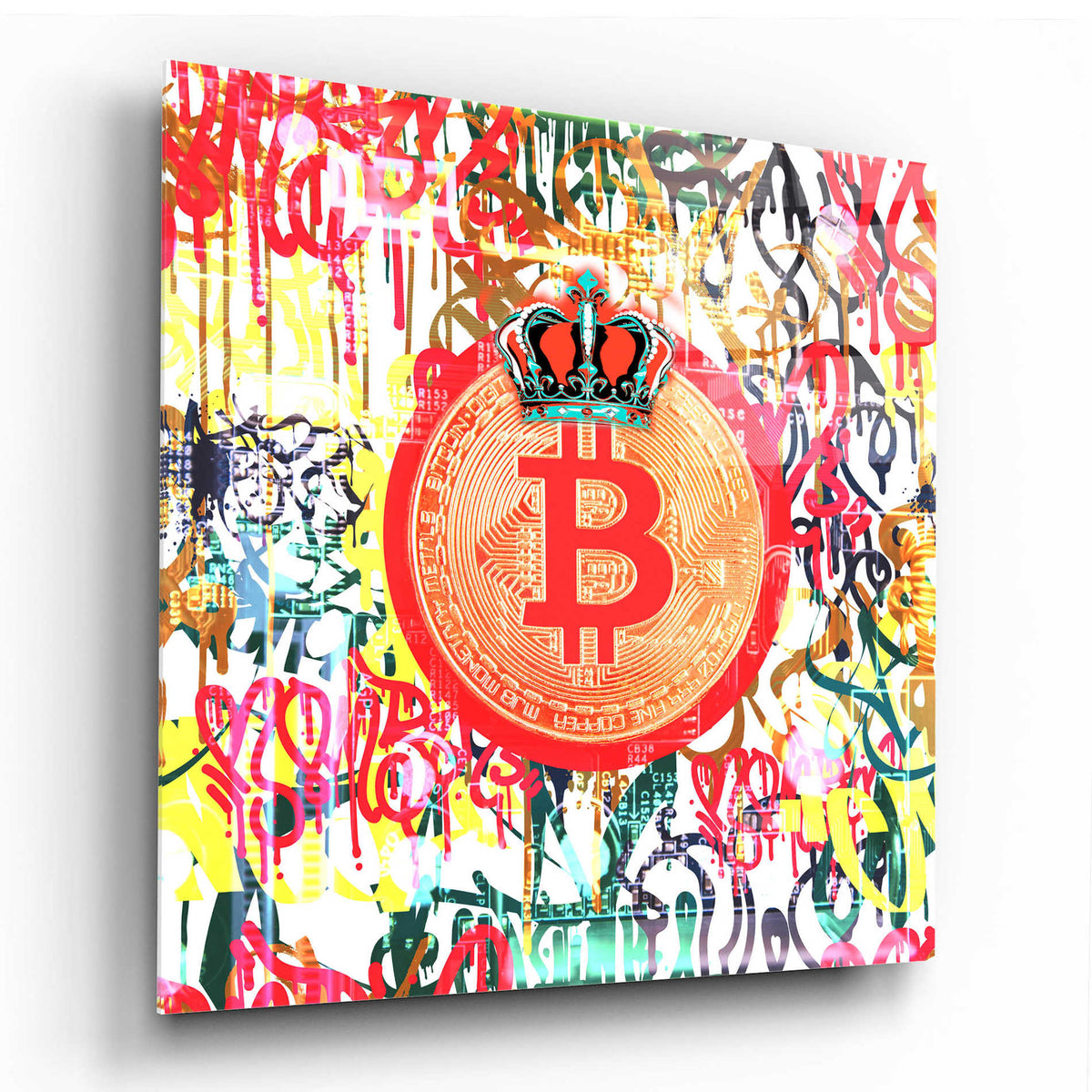 Epic Art 'Bitcoin Graffiti Art 5' by Irena Orlov, Acrylic Glass Wall Art