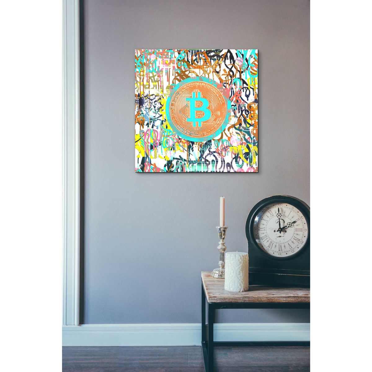Epic Art 'Bitcoin Graffiti Art 3' by Irena Orlov, Acrylic Glass Wall Art,24x24
