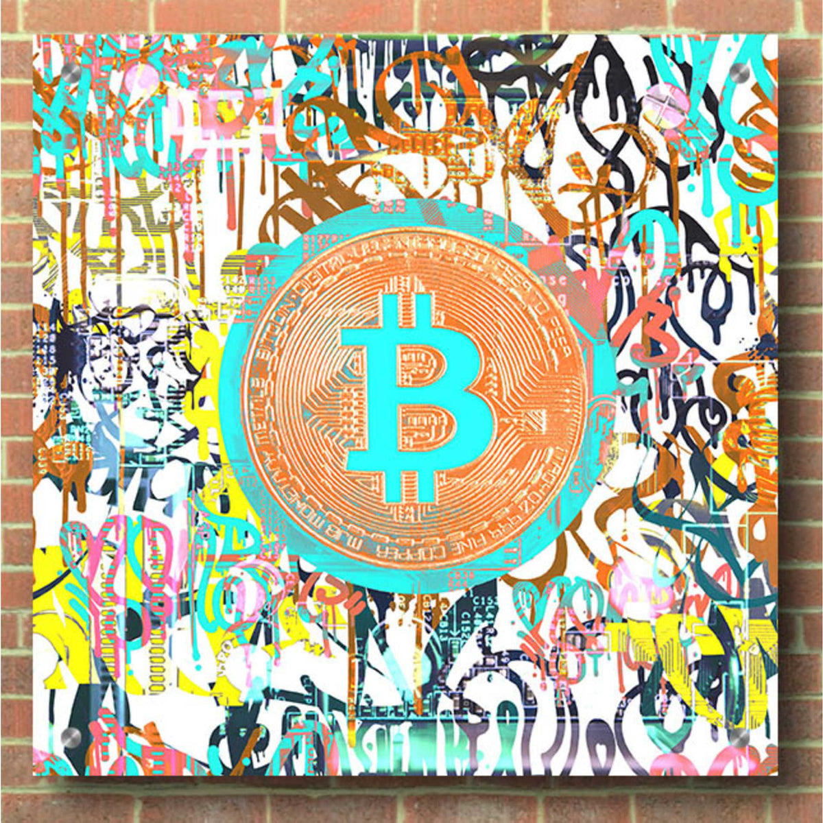 Epic Art 'Bitcoin Graffiti Art 3' by Irena Orlov, Acrylic Glass Wall Art,36x36