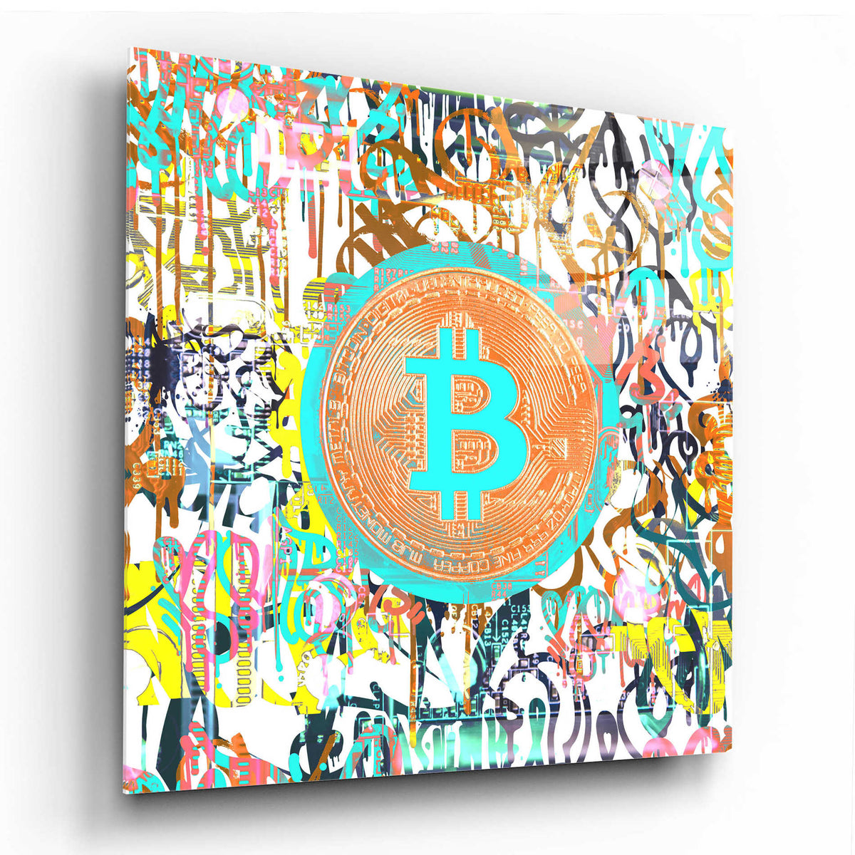 Epic Art 'Bitcoin Graffiti Art 3' by Irena Orlov, Acrylic Glass Wall Art