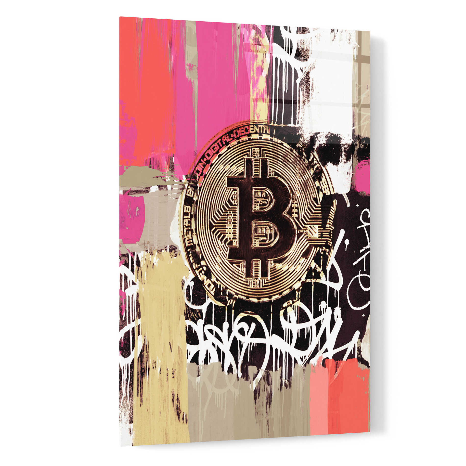Epic Art 'Cryptocurrency Bitcoin Graffiti 2-8' by Irena Orlov, Acrylic Glass Wall Art,16x24