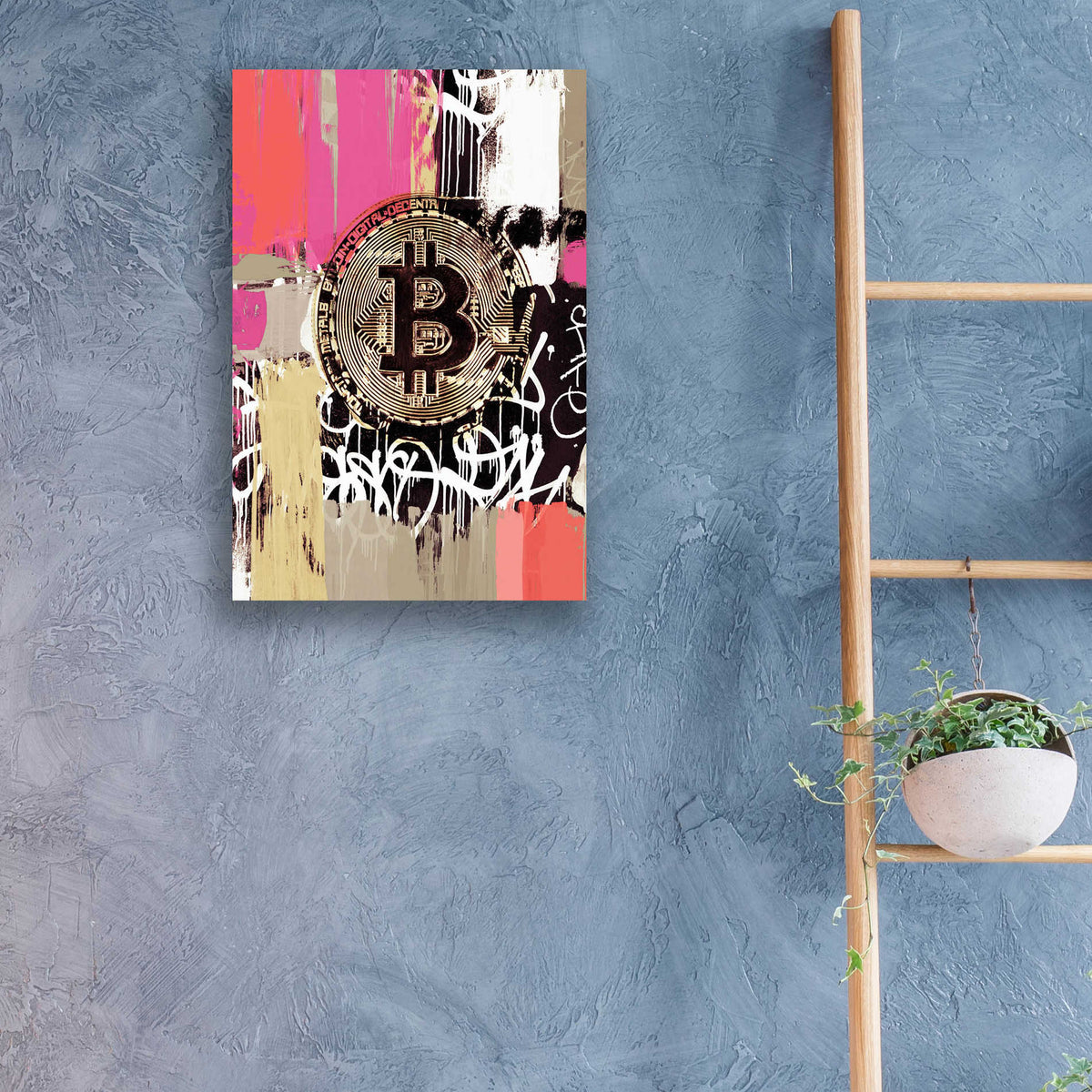 Epic Art 'Cryptocurrency Bitcoin Graffiti 2-8' by Irena Orlov, Acrylic Glass Wall Art,16x24