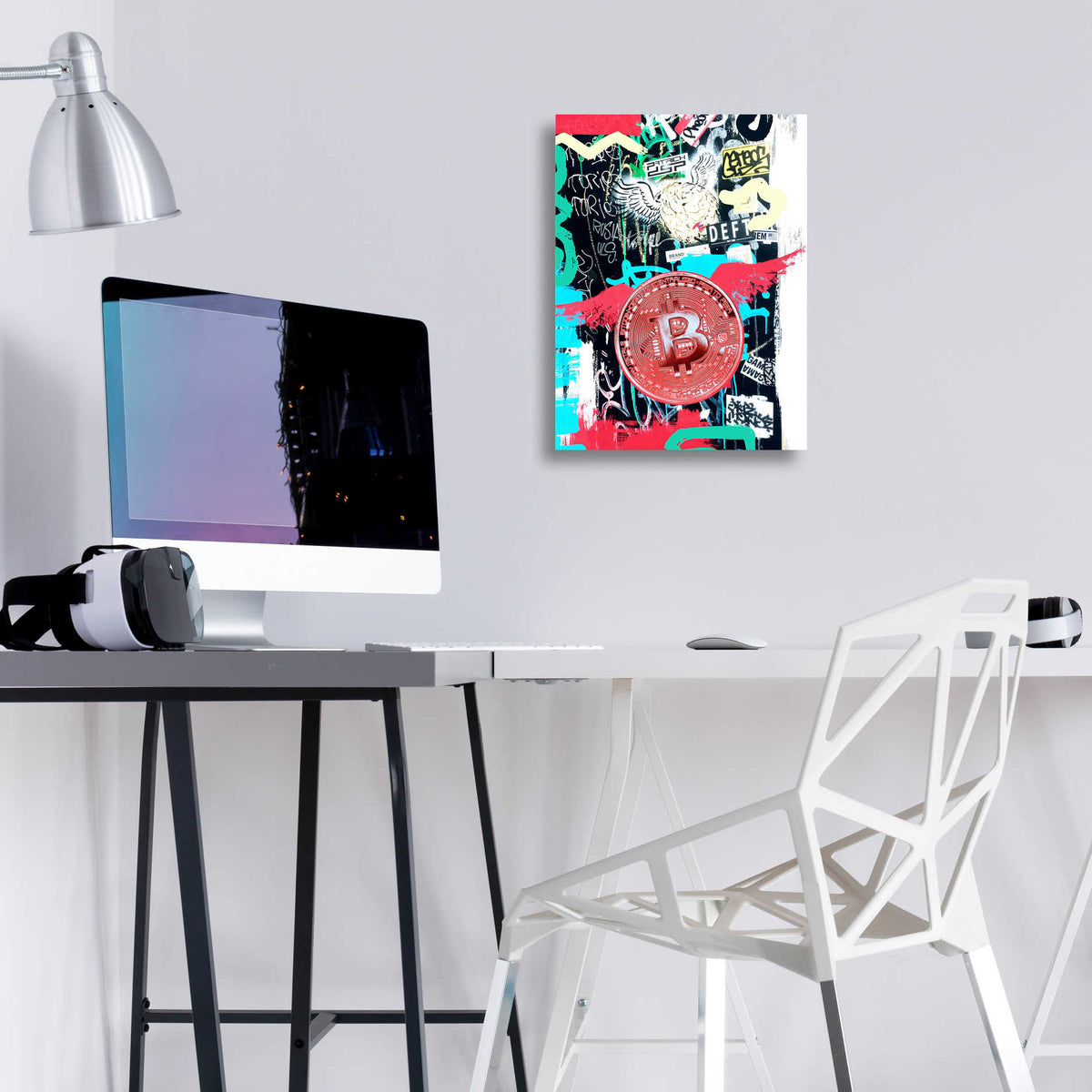 Epic Art 'Bitcoin Street Art 2' by Irena Orlov, Acrylic Glass Wall Art,12x16