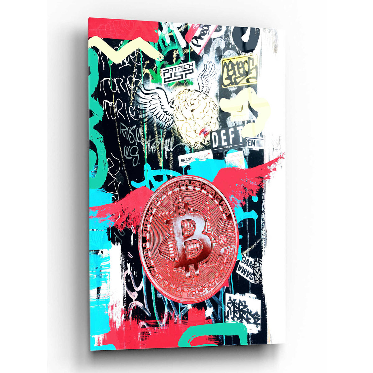 Epic Art 'Bitcoin Street Art 2' by Irena Orlov, Acrylic Glass Wall Art