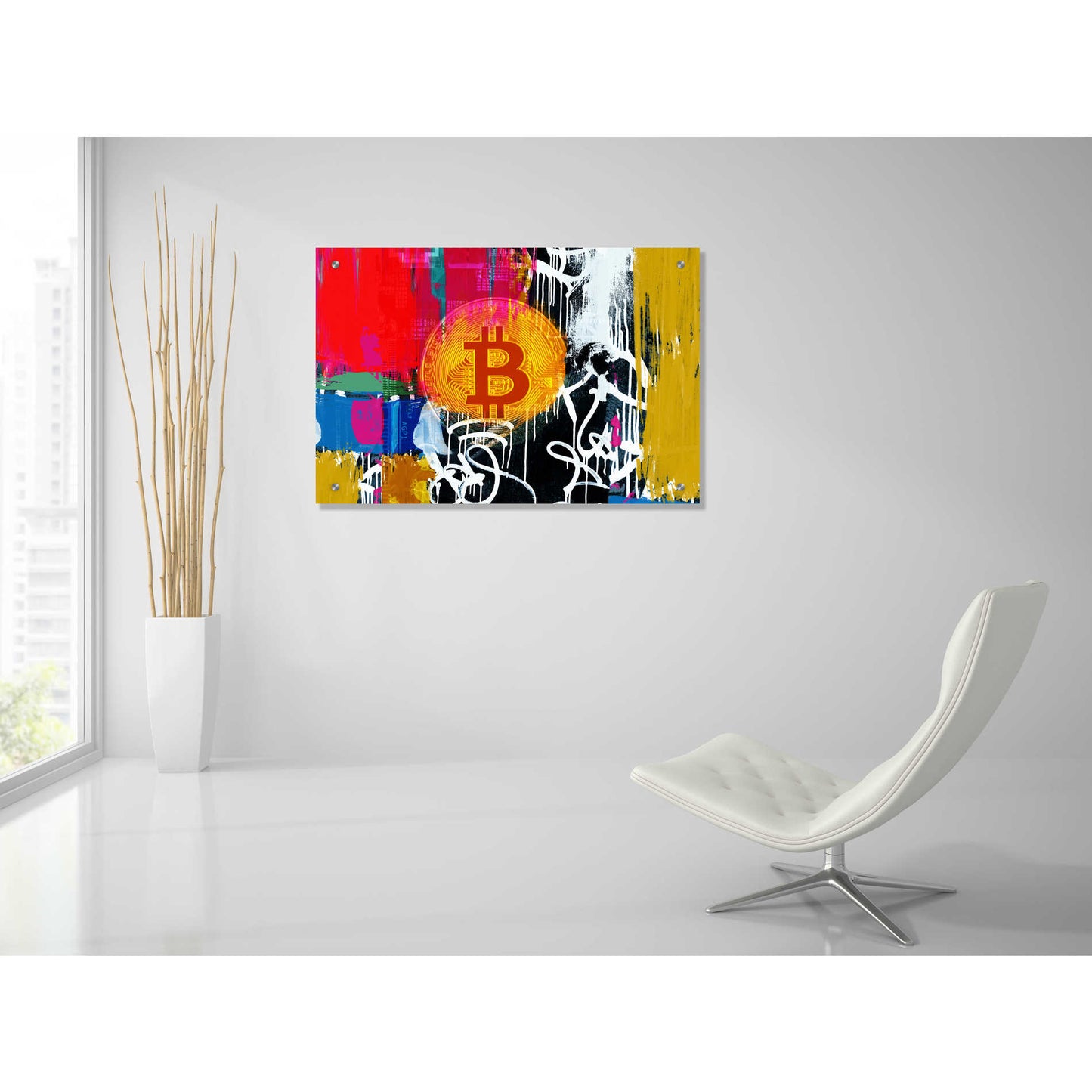 Epic Art 'Cryptocurrency Bitcoin Graffiti 1' by Irena Orlov, Acrylic Glass Wall Art,36x24