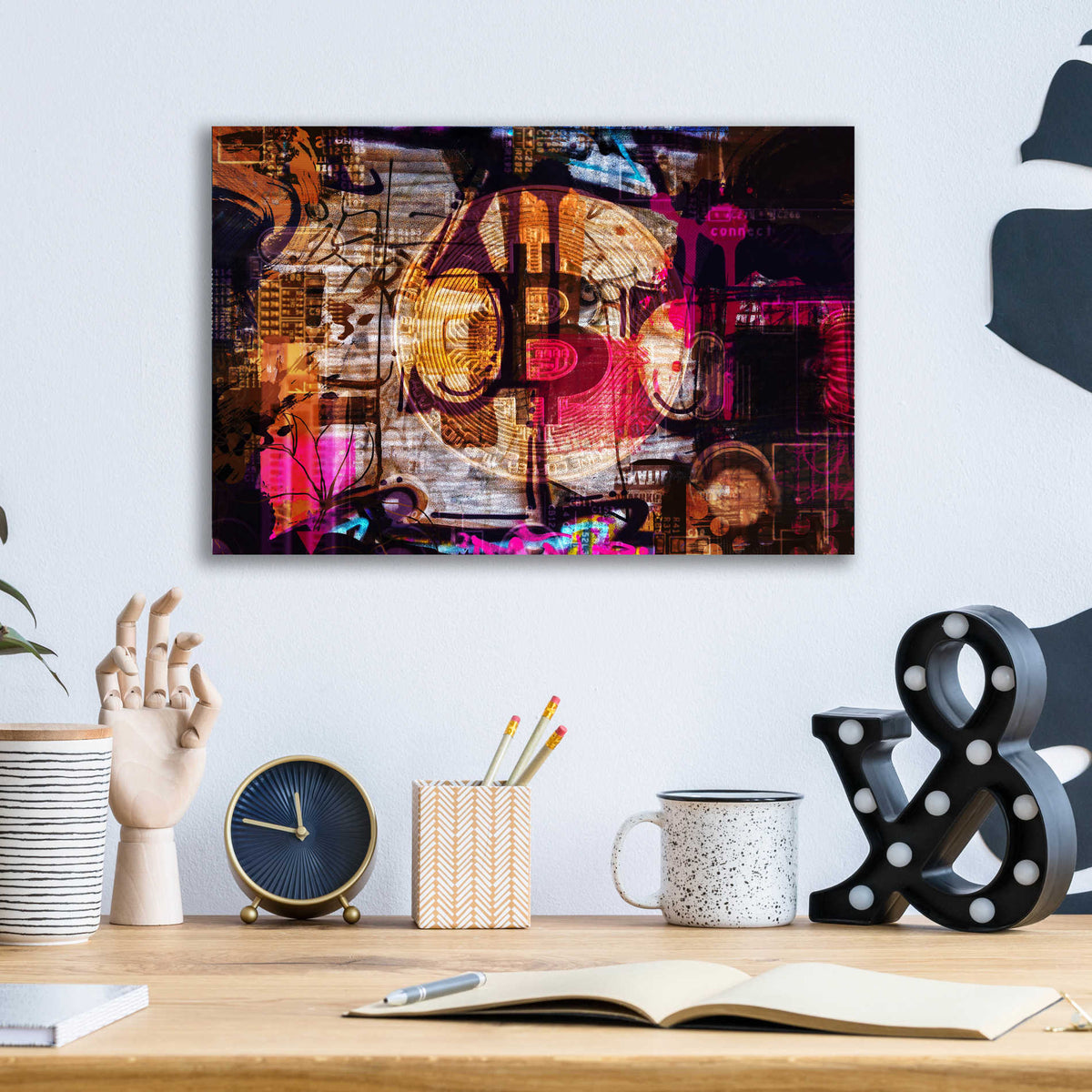 Epic Art 'Crypto currency Bitcoin 2' by Irena Orlov, Acrylic Glass Wall Art,16x12