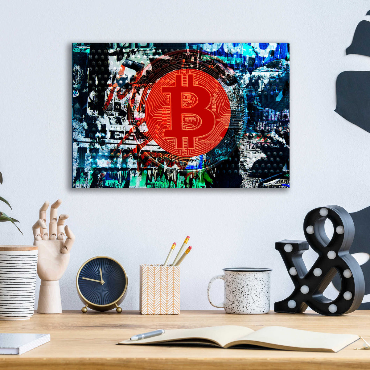 Epic Art 'Bitcoin Graffiti 1' by Irena Orlov, Acrylic Glass Wall Art,16x12