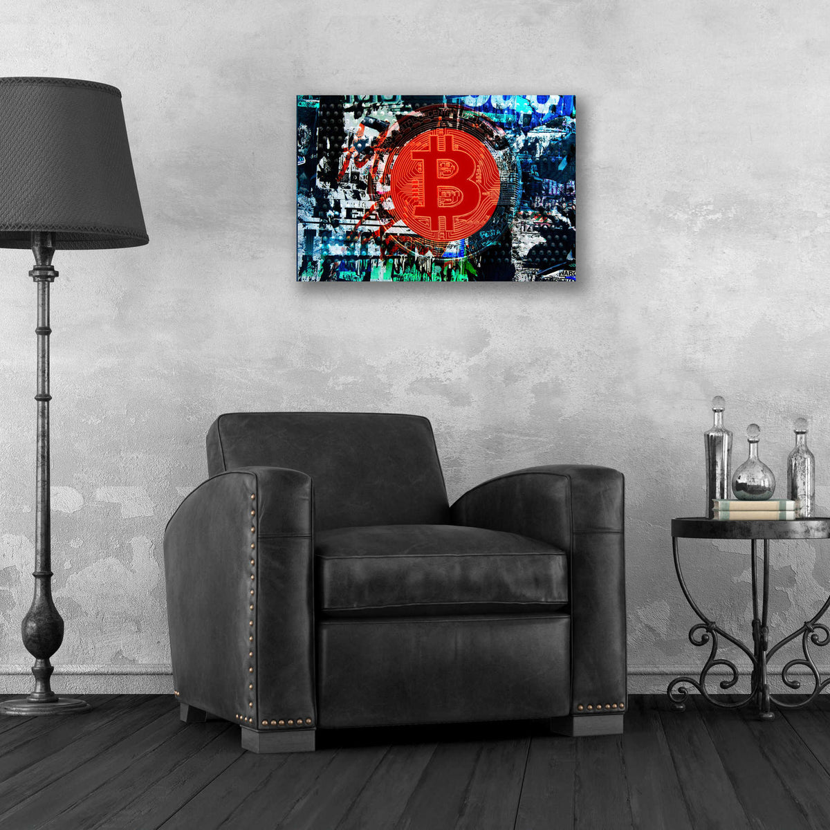 Epic Art 'Bitcoin Graffiti 1' by Irena Orlov, Acrylic Glass Wall Art,24x16