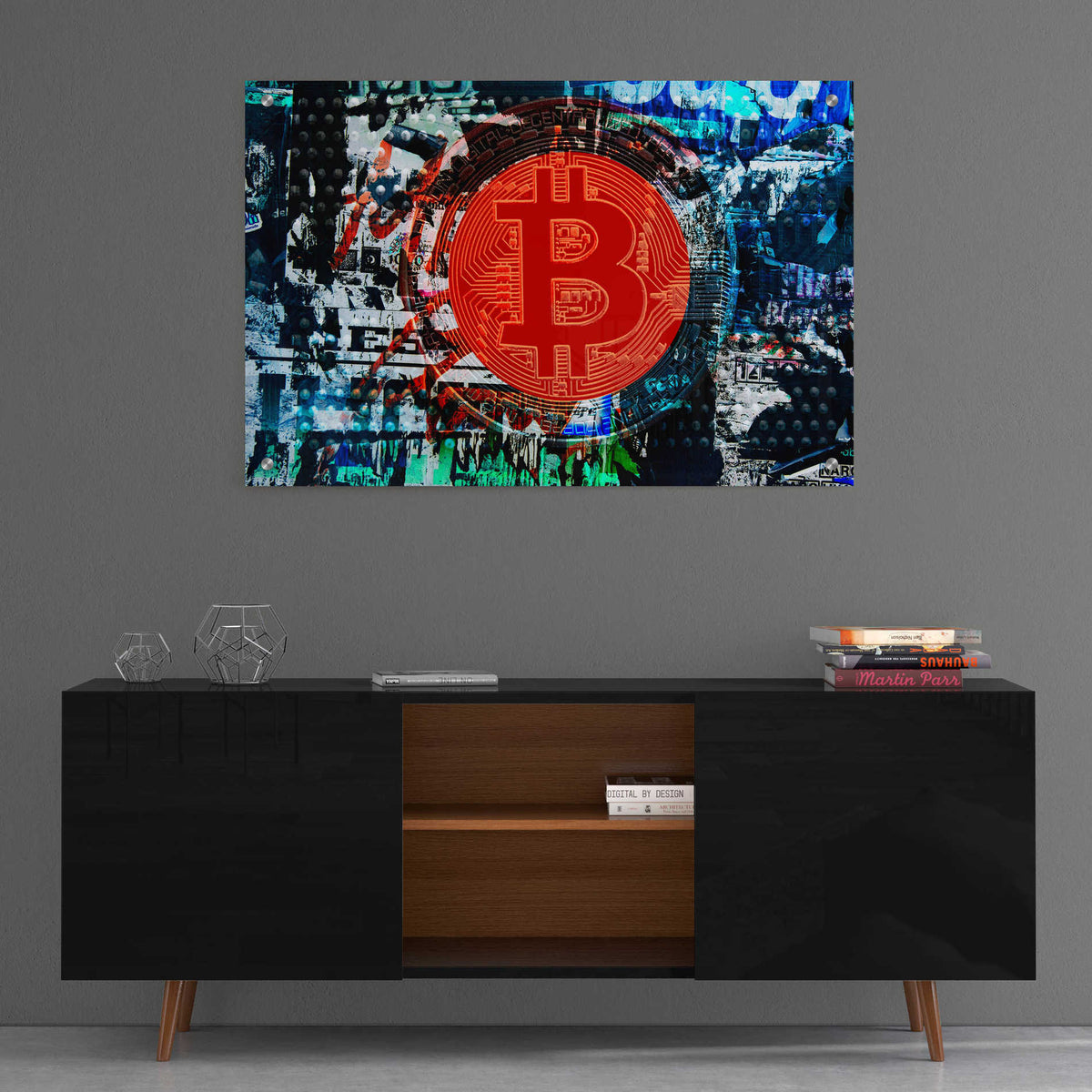 Epic Art 'Bitcoin Graffiti 1' by Irena Orlov, Acrylic Glass Wall Art,36x24