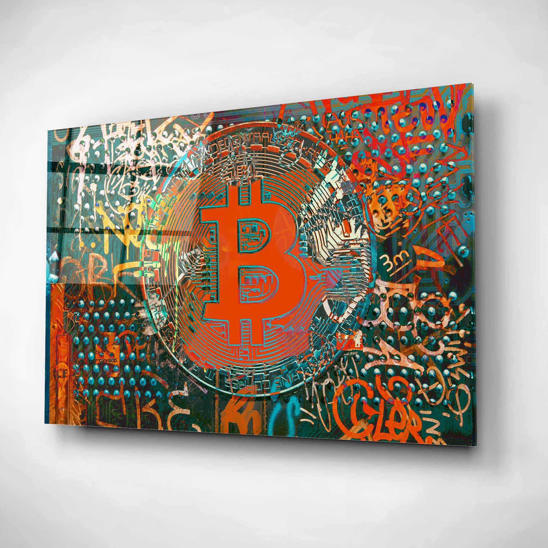 Epic Art 'Bitcoin Graffiti Art 23' by Irena Orlov, Acrylic Glass Wall Art,16x12