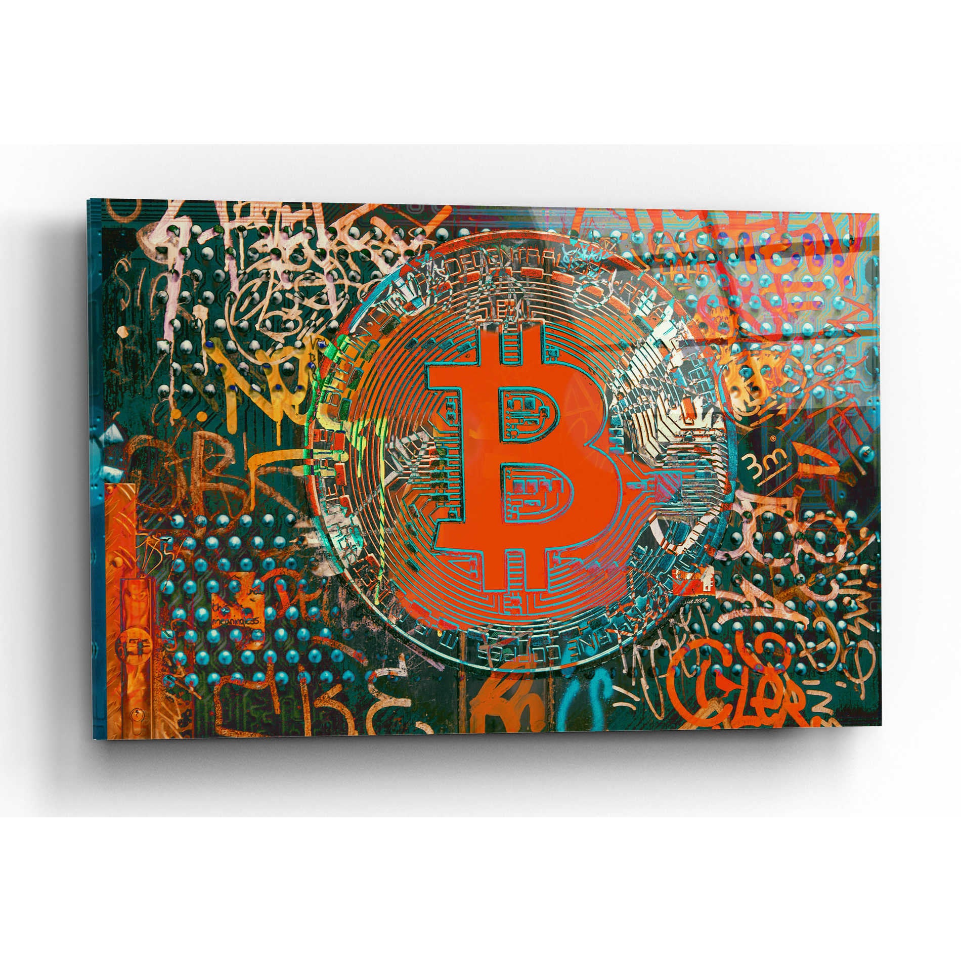 Epic Art 'Bitcoin Graffiti Art 23' by Irena Orlov, Acrylic Glass Wall Art,24x16