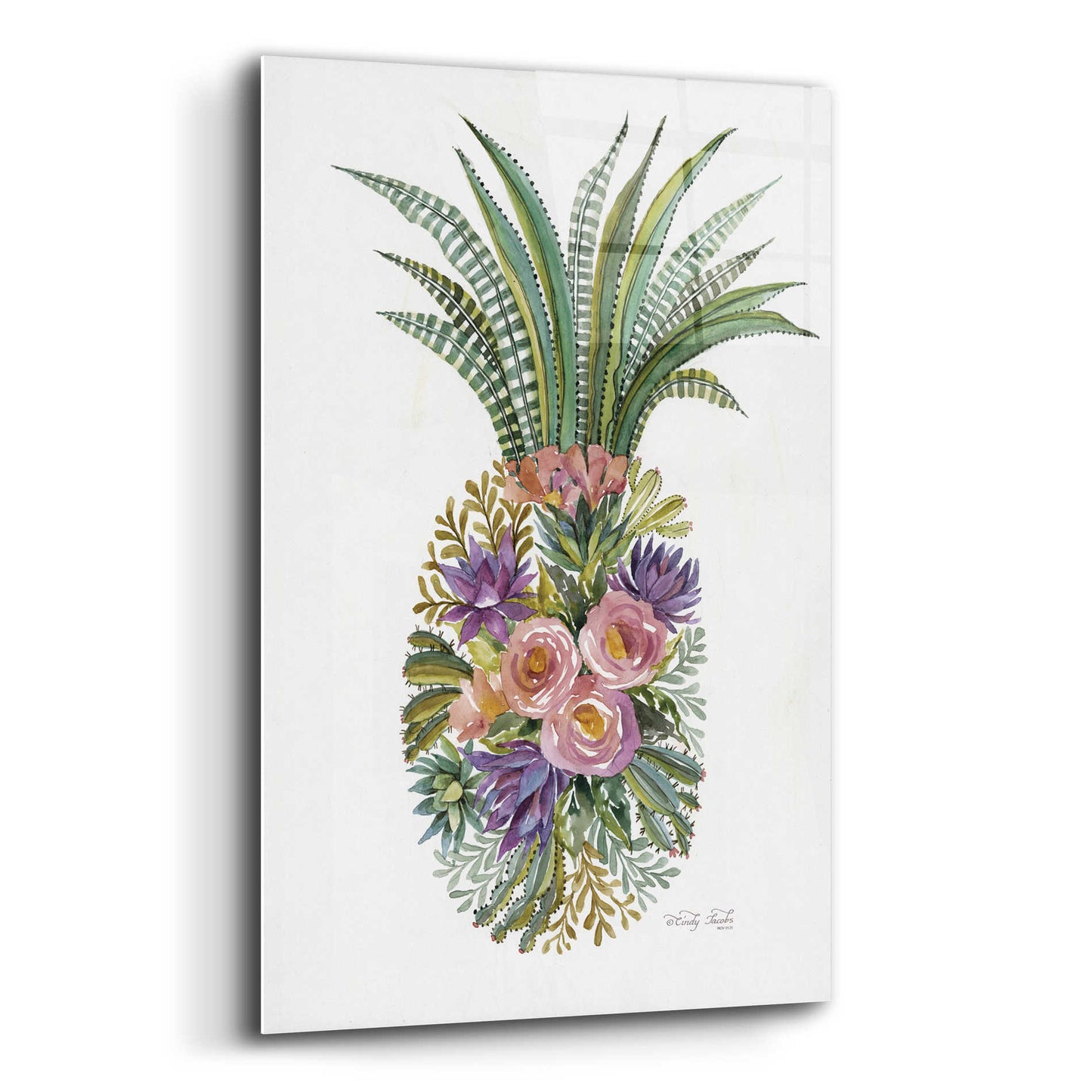 Epic Art 'Succulent Pineapple' by Cindy Jacobs, Acrylic Glass Wall Art,12x16