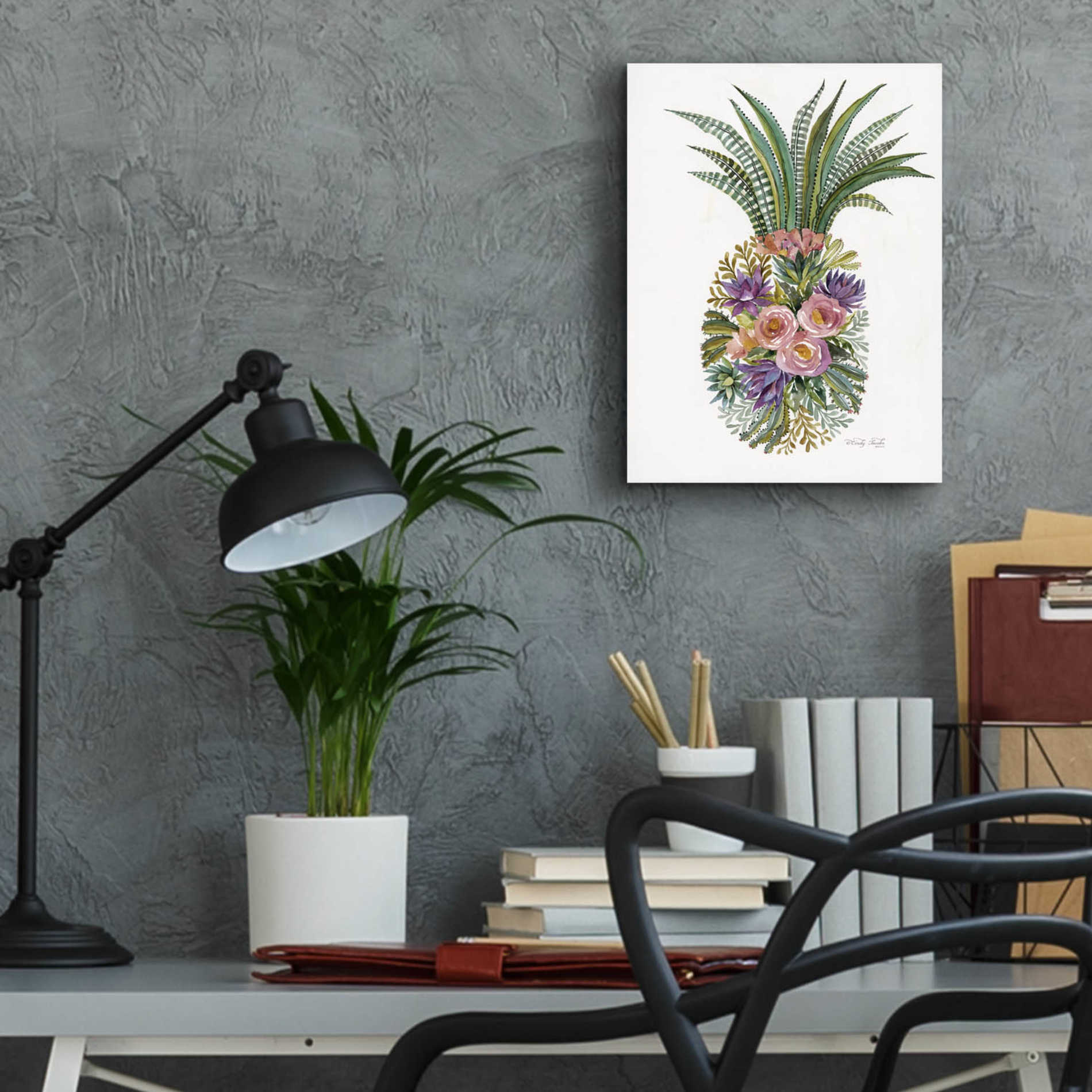 Epic Art 'Succulent Pineapple' by Cindy Jacobs, Acrylic Glass Wall Art,12x16