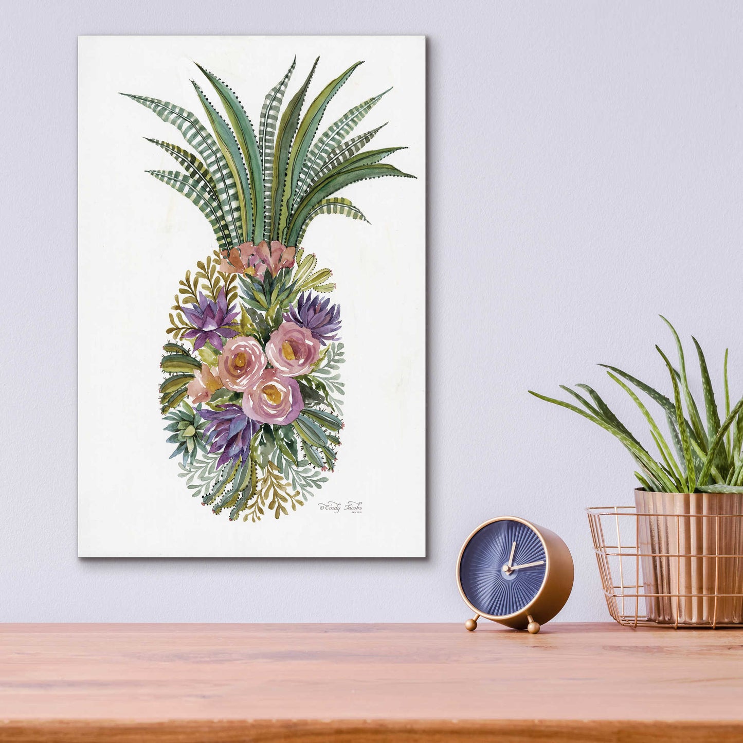 Epic Art 'Succulent Pineapple' by Cindy Jacobs, Acrylic Glass Wall Art,12x16