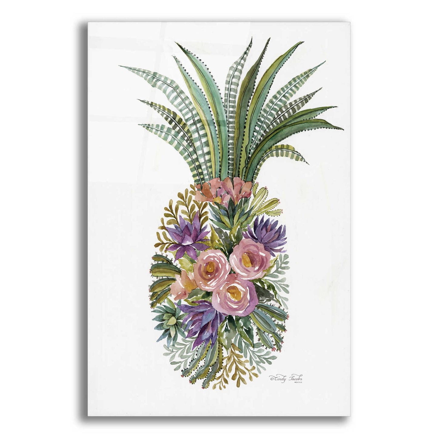 Epic Art 'Succulent Pineapple' by Cindy Jacobs, Acrylic Glass Wall Art,12x16