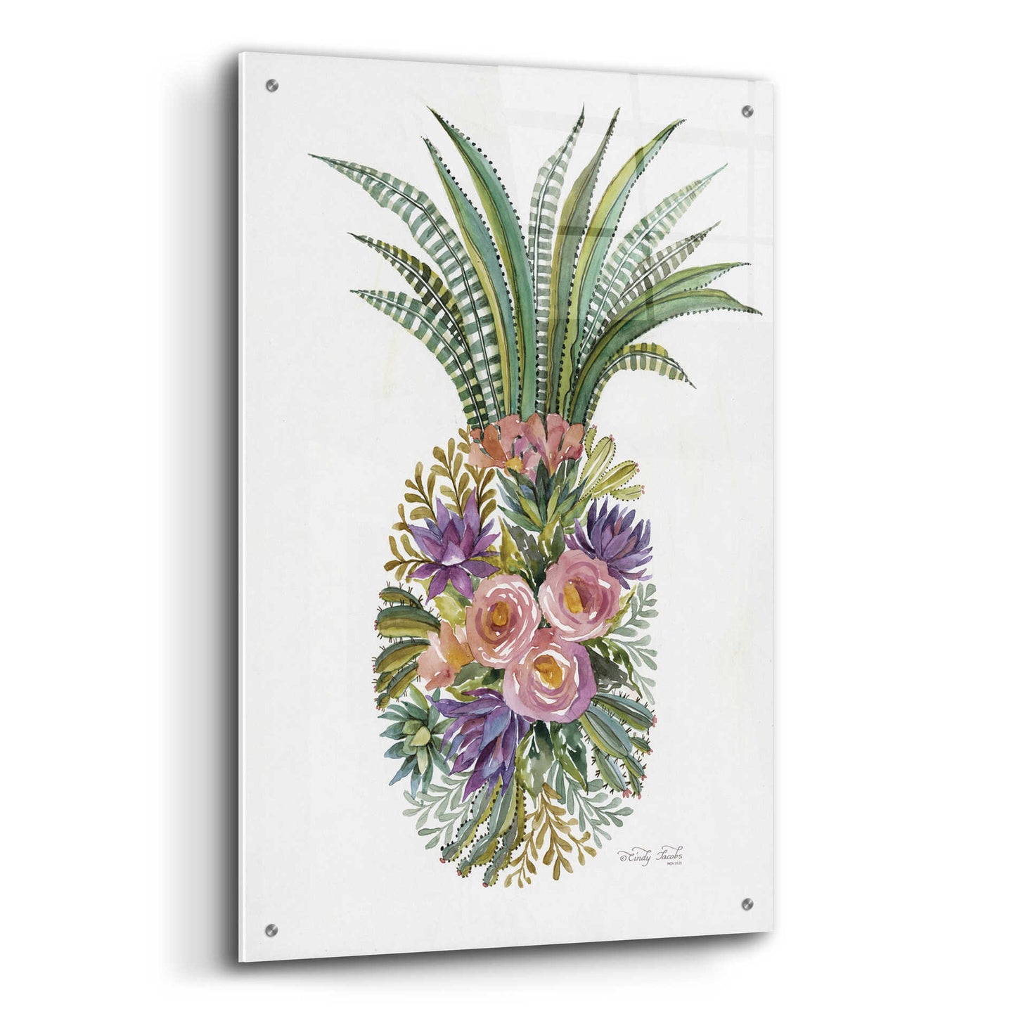 Epic Art 'Succulent Pineapple' by Cindy Jacobs, Acrylic Glass Wall Art,24x36