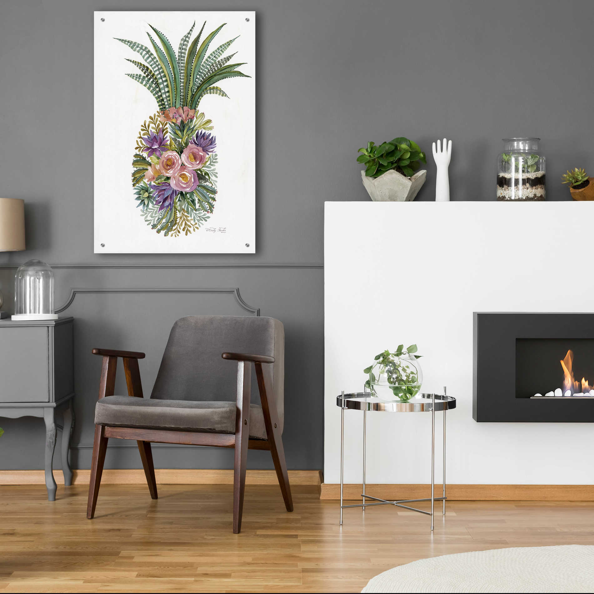 Epic Art 'Succulent Pineapple' by Cindy Jacobs, Acrylic Glass Wall Art,24x36