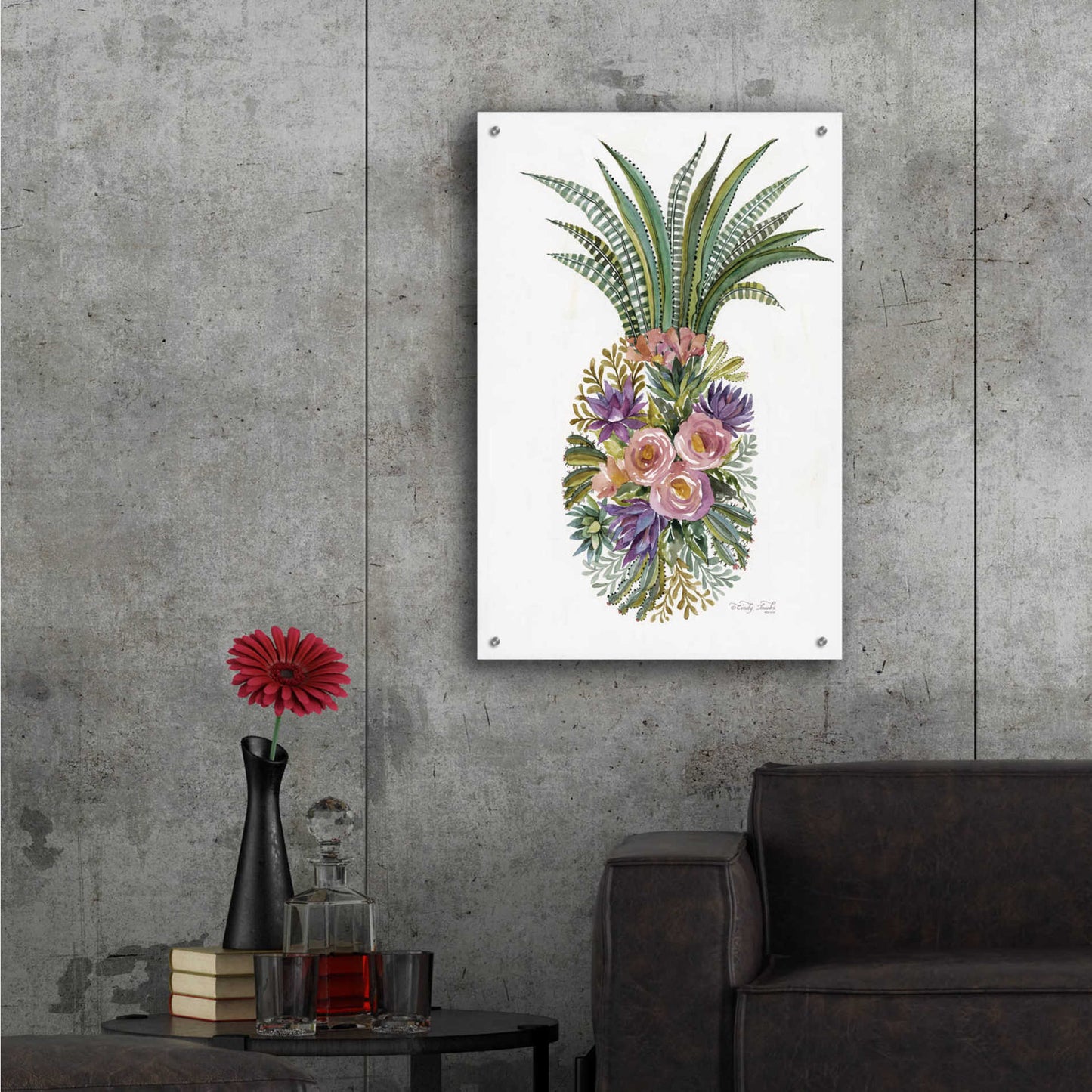 Epic Art 'Succulent Pineapple' by Cindy Jacobs, Acrylic Glass Wall Art,24x36