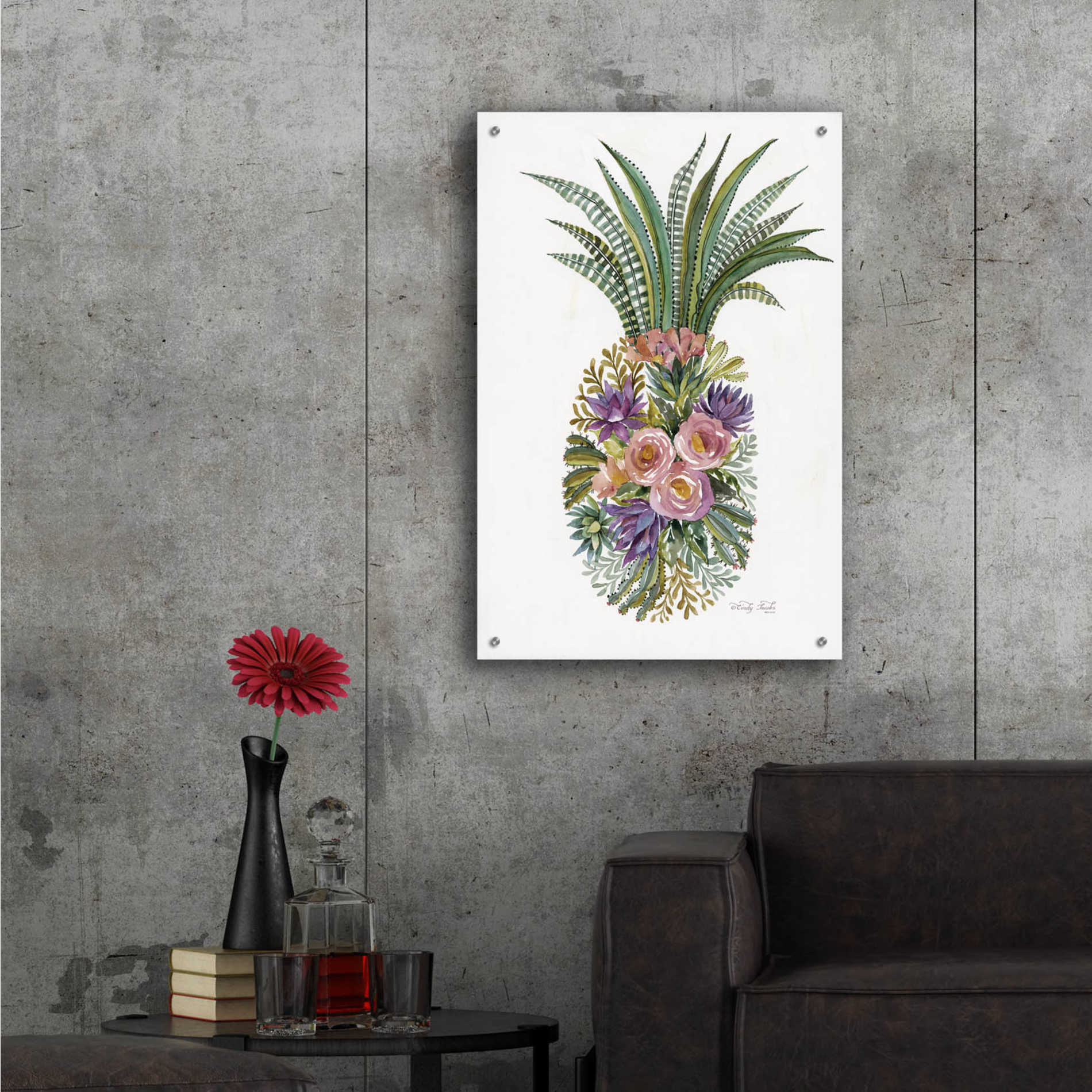 Epic Art 'Succulent Pineapple' by Cindy Jacobs, Acrylic Glass Wall Art,24x36