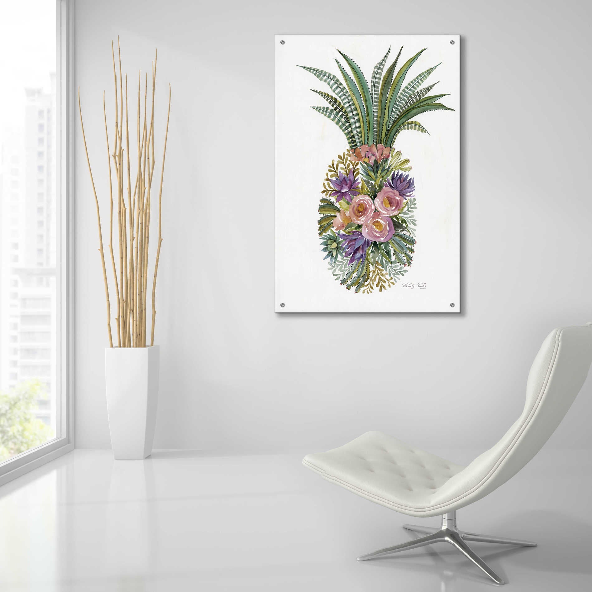 Epic Art 'Succulent Pineapple' by Cindy Jacobs, Acrylic Glass Wall Art,24x36