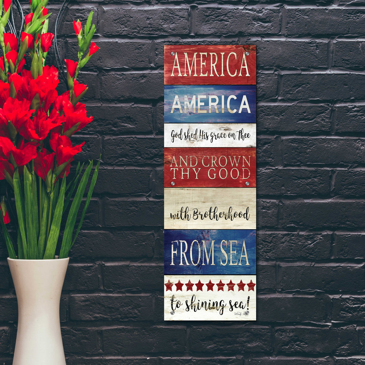 Epic Art 'America God Shed His Grace on Thee' by Cindy Jacobs, Acrylic Glass Wall Art,12x36