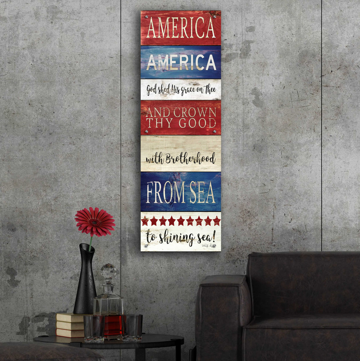 Epic Art 'America God Shed His Grace on Thee' by Cindy Jacobs, Acrylic Glass Wall Art,16x48