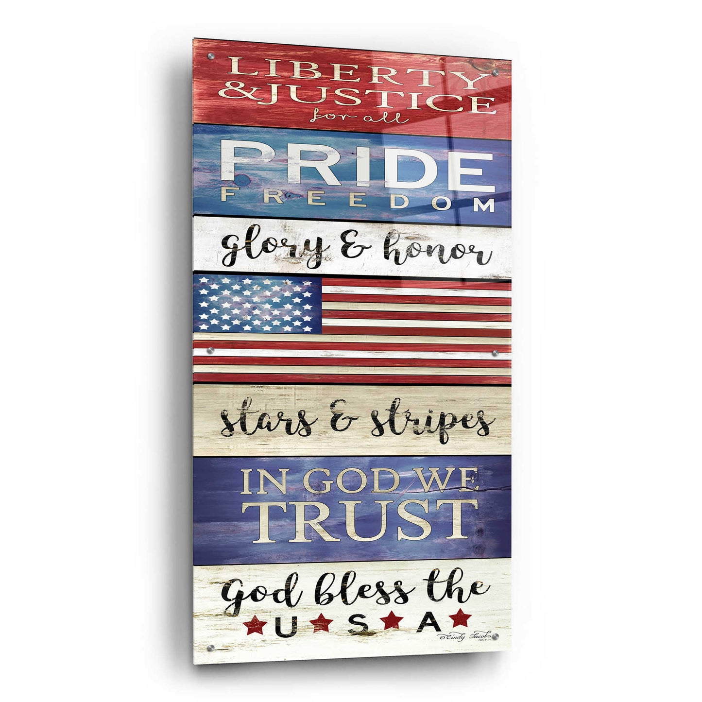 Epic Art 'God Bless the USA' by Cindy Jacobs, Acrylic Glass Wall Art,24x48