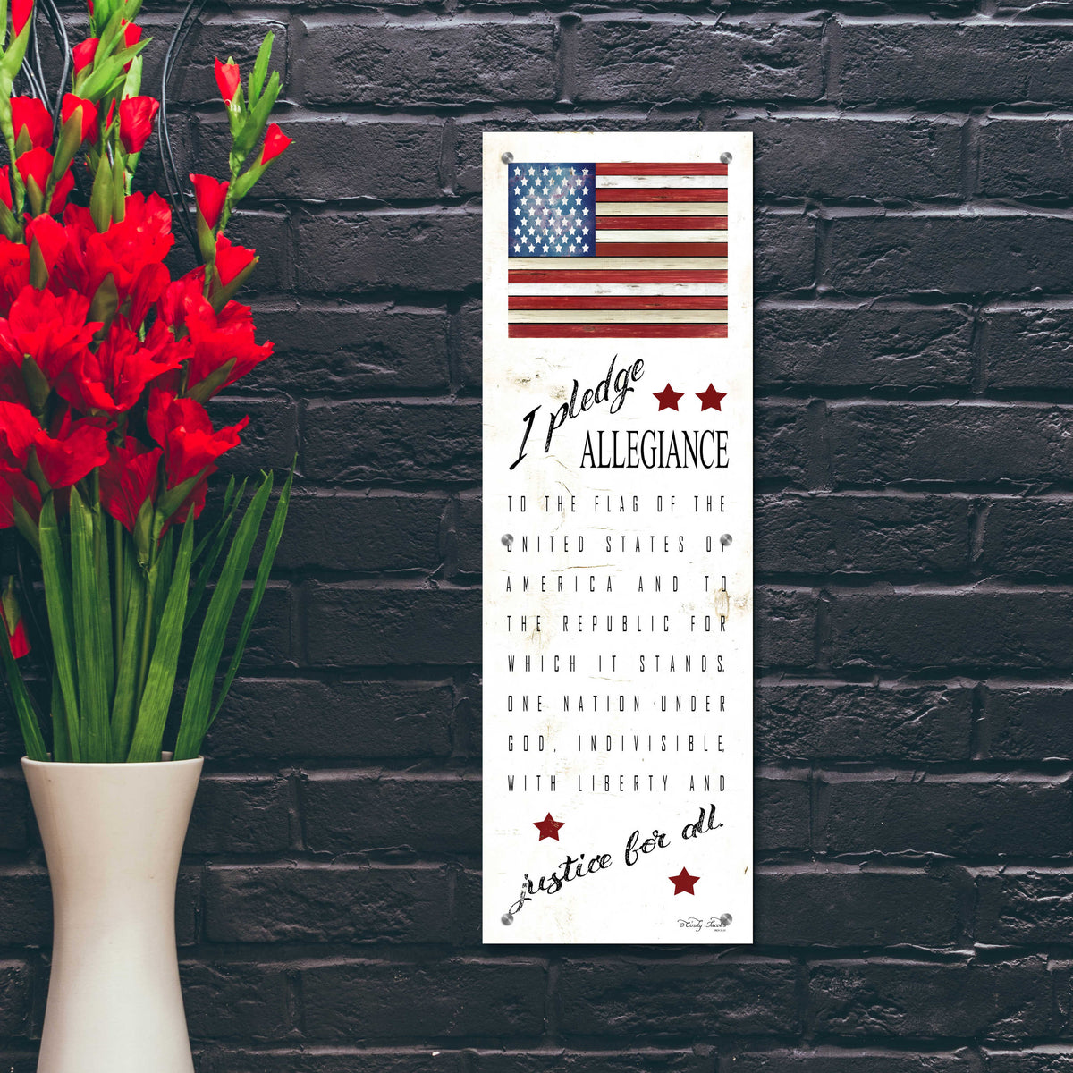 Epic Art 'I Pledge Allegiance' by Cindy Jacobs, Acrylic Glass Wall Art,12x36