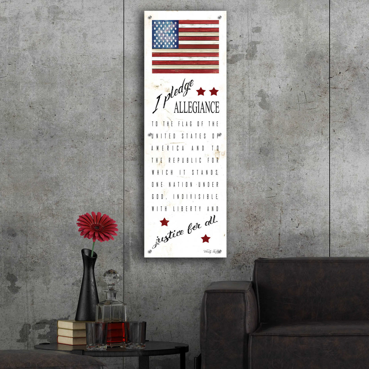 Epic Art 'I Pledge Allegiance' by Cindy Jacobs, Acrylic Glass Wall Art,16x48