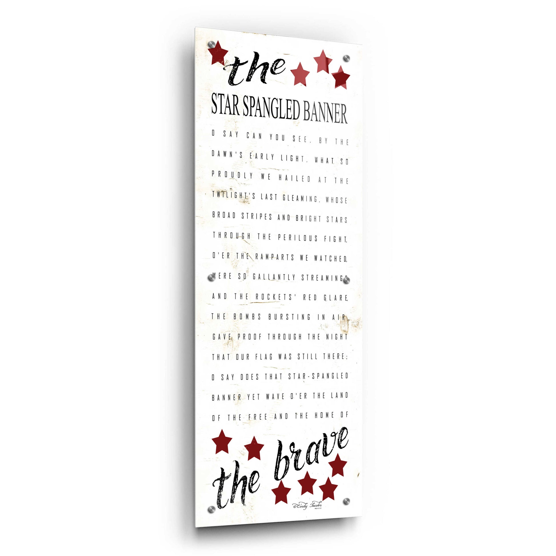 Epic Art 'The Star Spangled Banner' by Cindy Jacobs, Acrylic Glass Wall Art,12x36