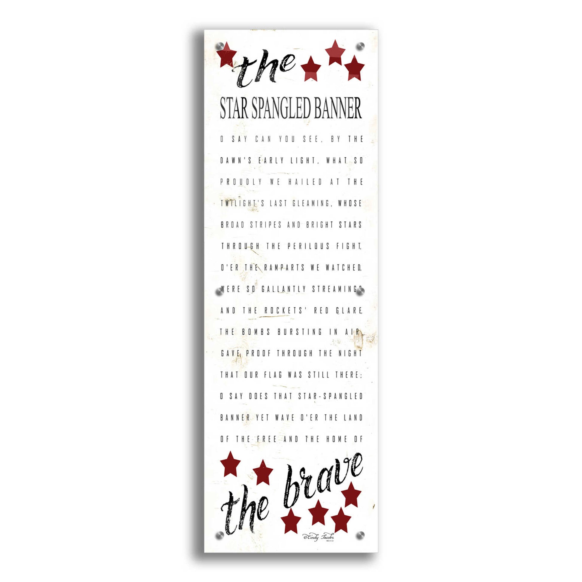 Epic Art 'The Star Spangled Banner' by Cindy Jacobs, Acrylic Glass Wall Art,12x36