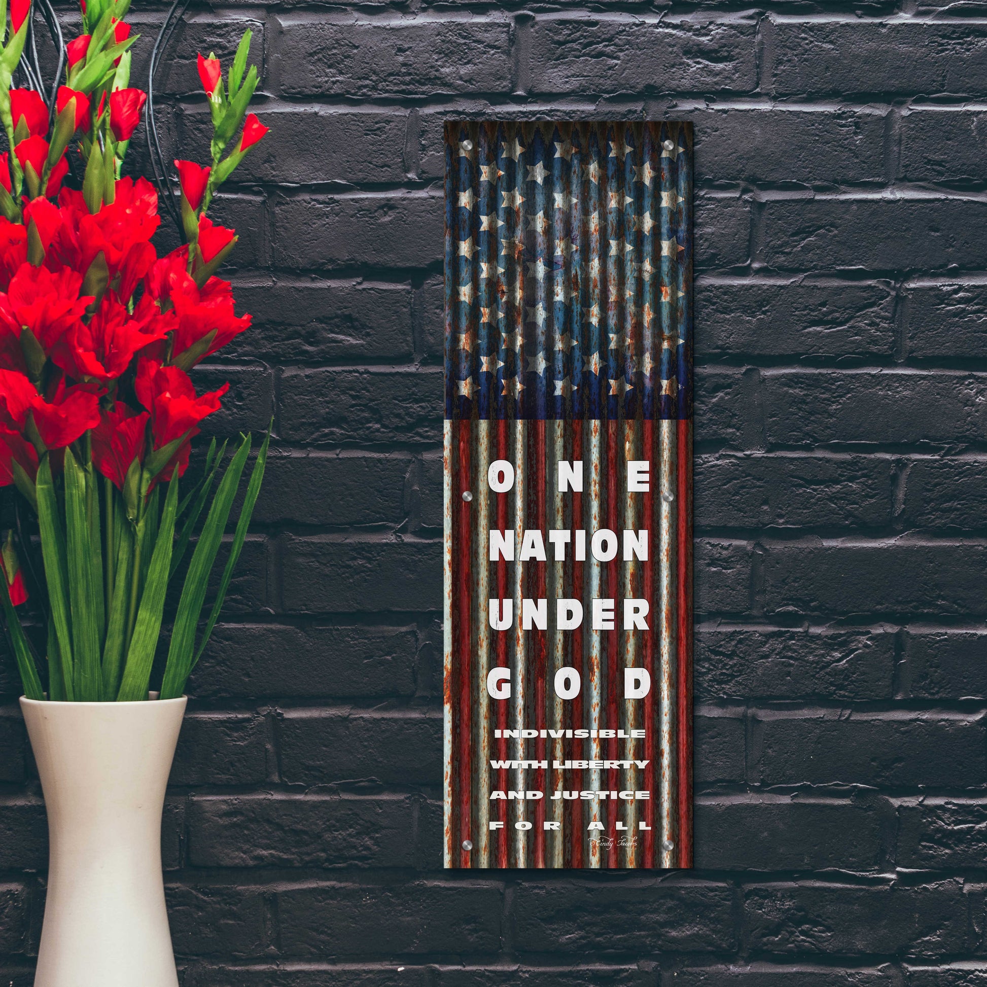 Epic Art 'One Nation Under God' by Cindy Jacobs, Acrylic Glass Wall Art,12x36