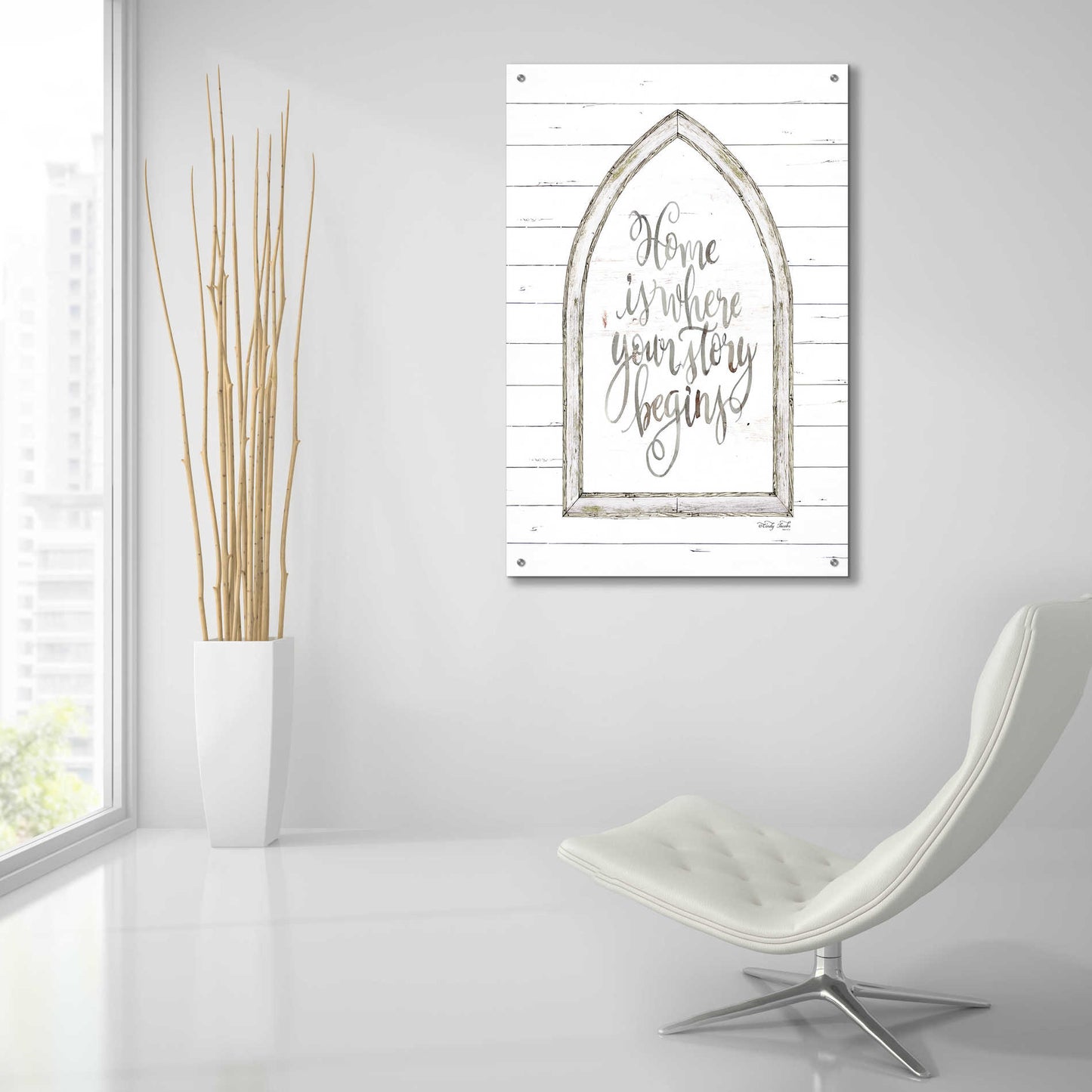 Epic Art 'Home is Where Your Story Begins Arch' by Cindy Jacobs, Acrylic Glass Wall Art,24x36