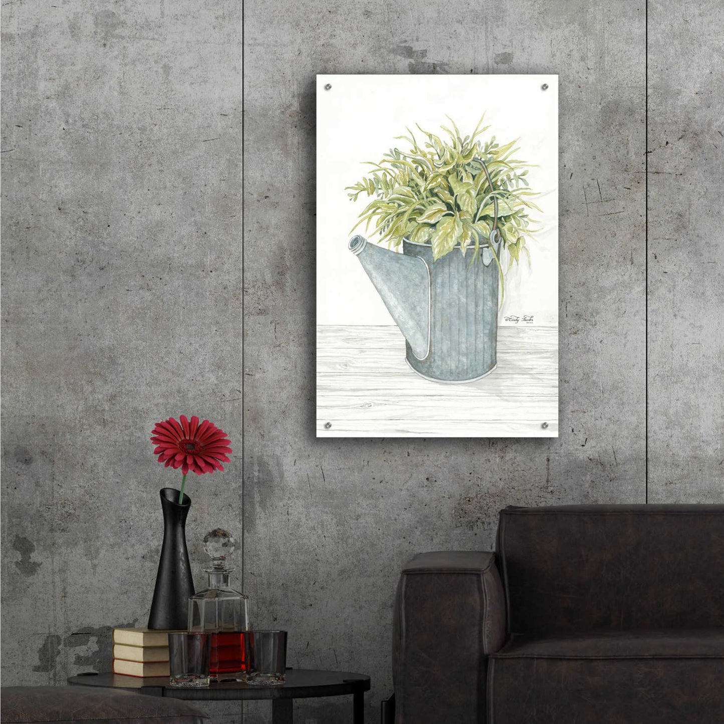 Epic Art 'Galvanized Watering Can' by Cindy Jacobs, Acrylic Glass Wall Art,24x36