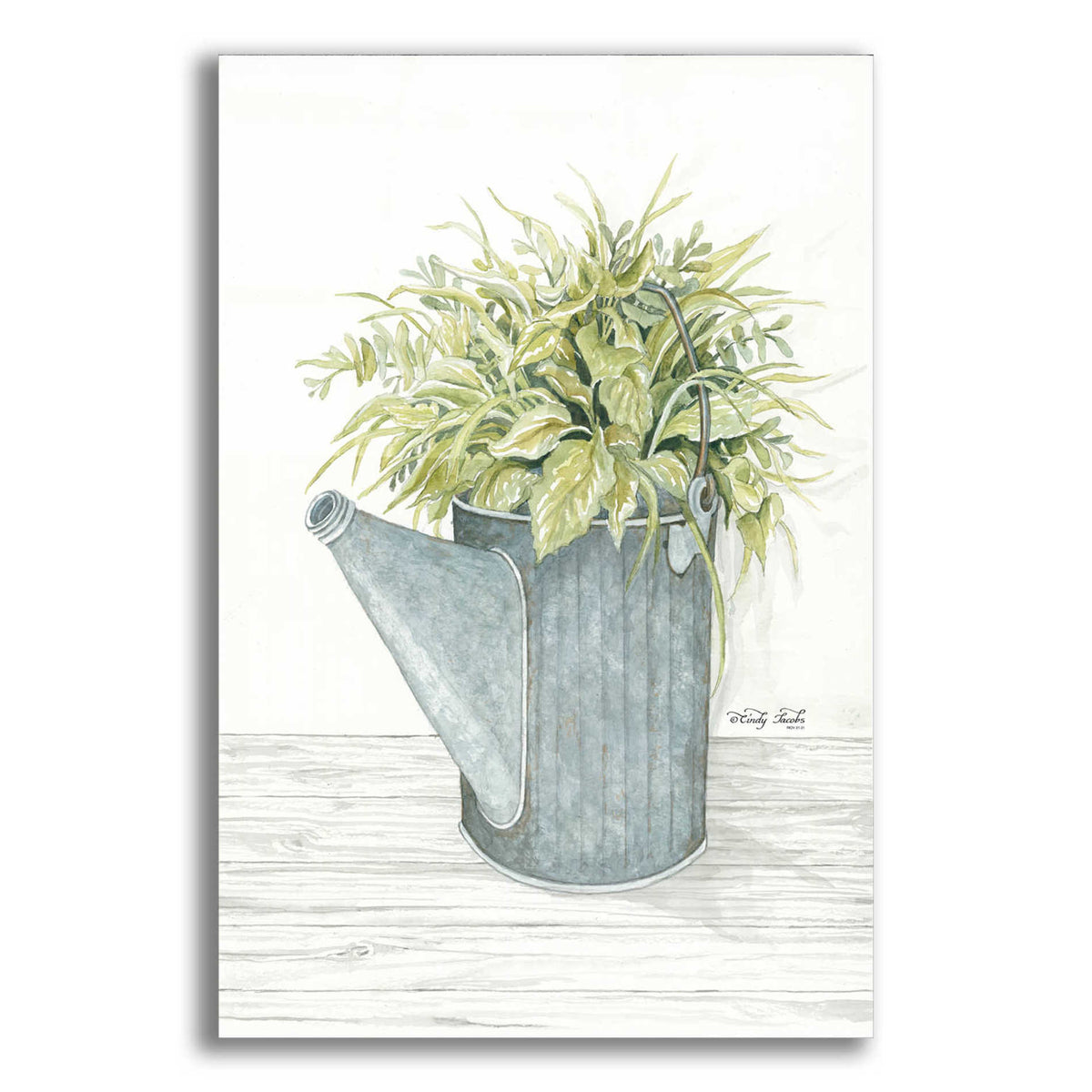 Epic Art 'Galvanized Watering Can' by Cindy Jacobs, Acrylic Glass Wall Art