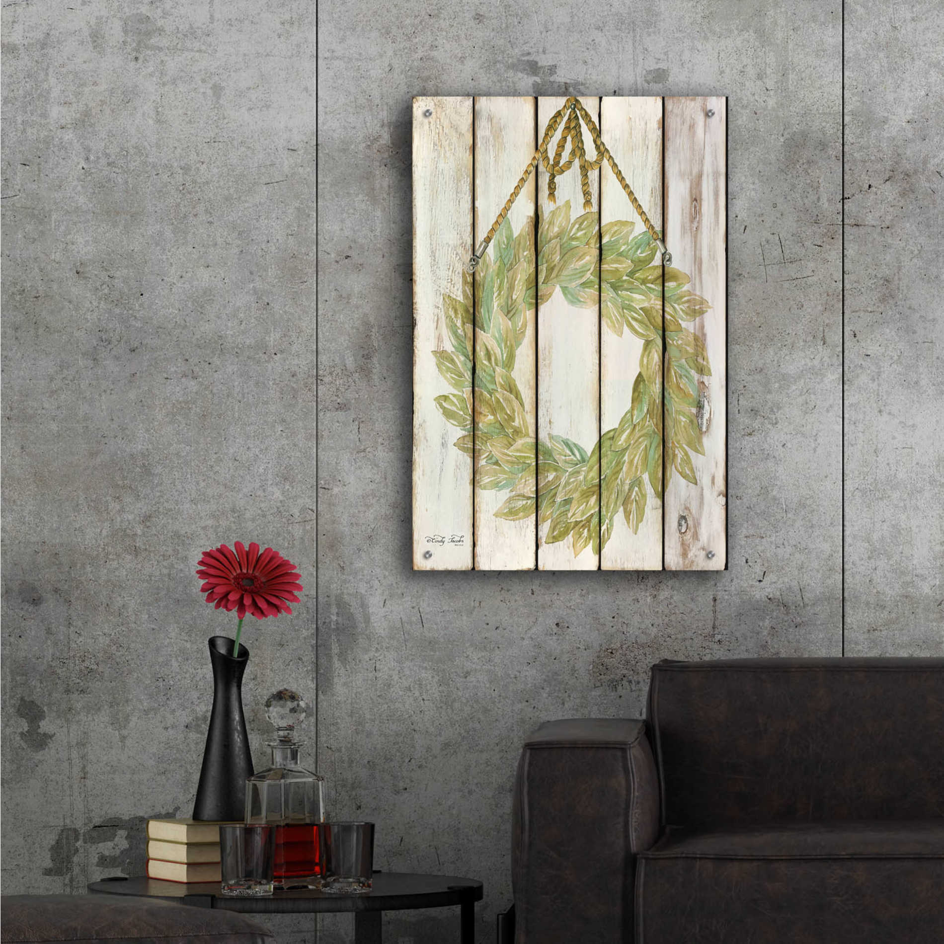 Epic Art 'Rope Hanging Wreath' by Cindy Jacobs, Acrylic Glass Wall Art,24x36