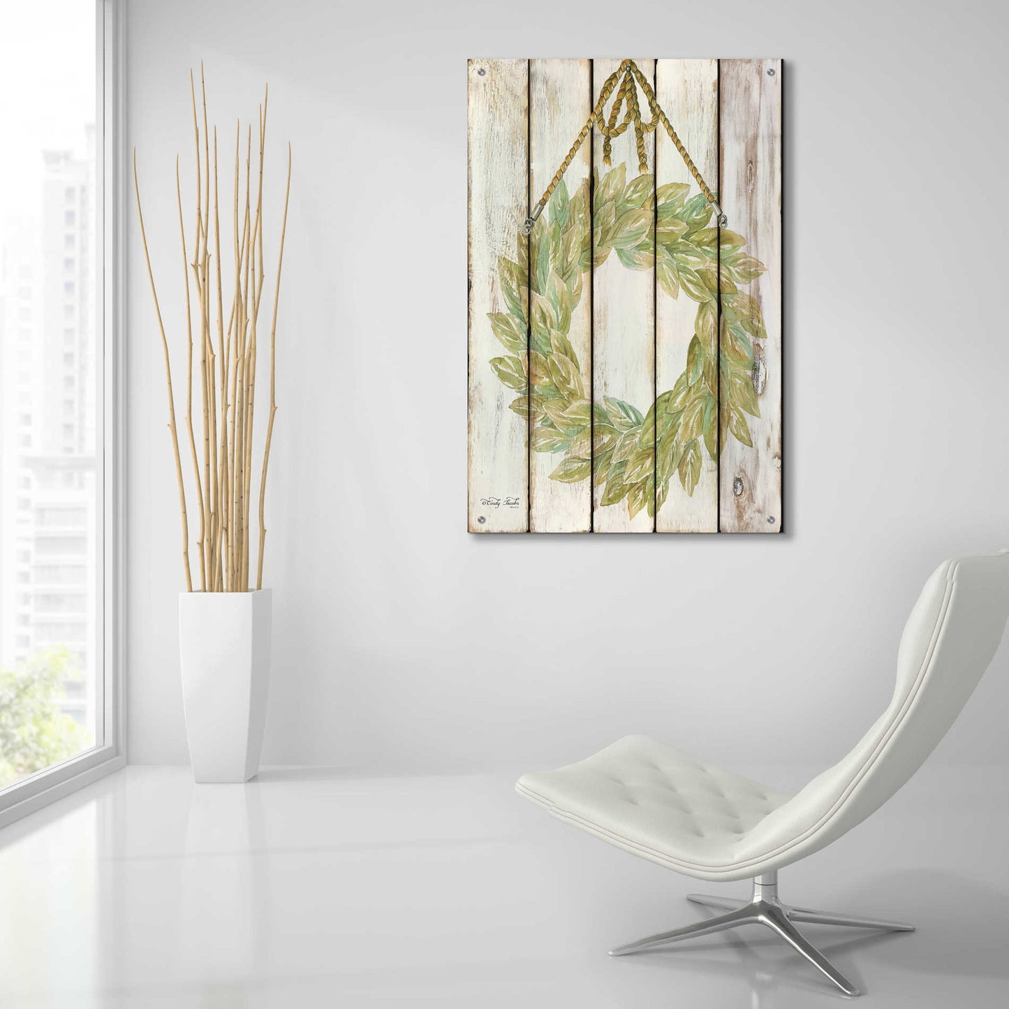 Epic Art 'Rope Hanging Wreath' by Cindy Jacobs, Acrylic Glass Wall Art,24x36