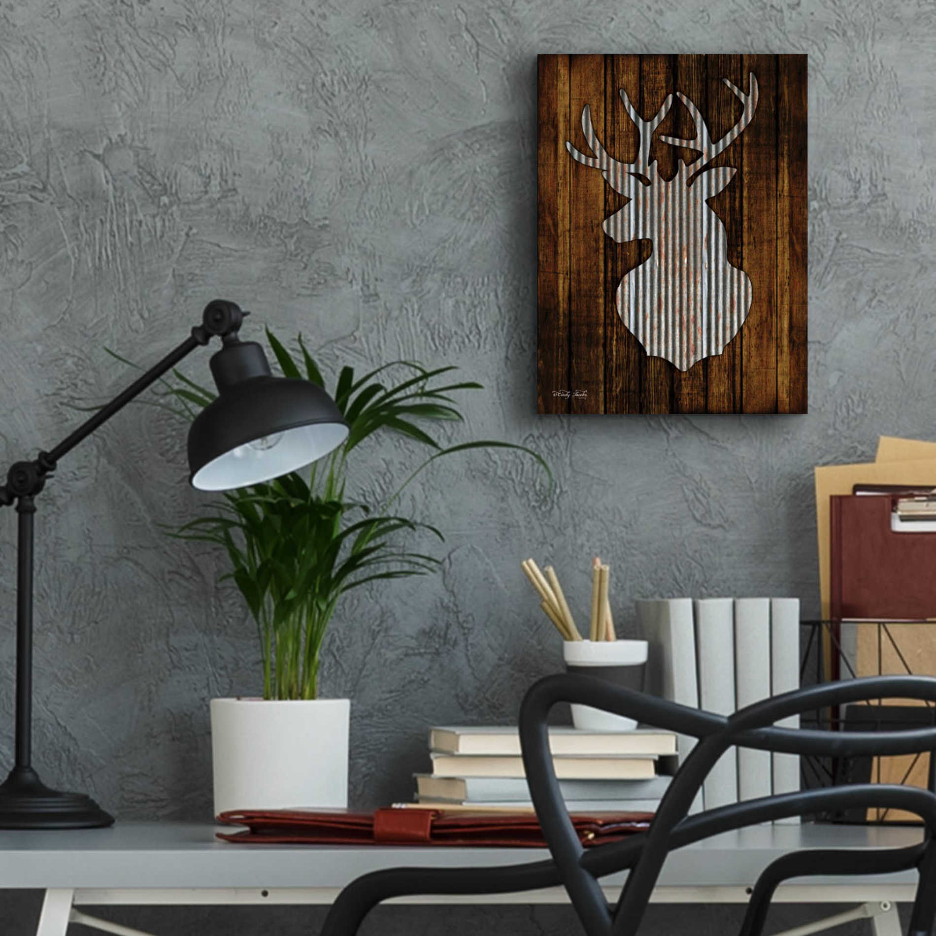 Epic Art 'Deer Head II' by Cindy Jacobs, Acrylic Glass Wall Art,12x16