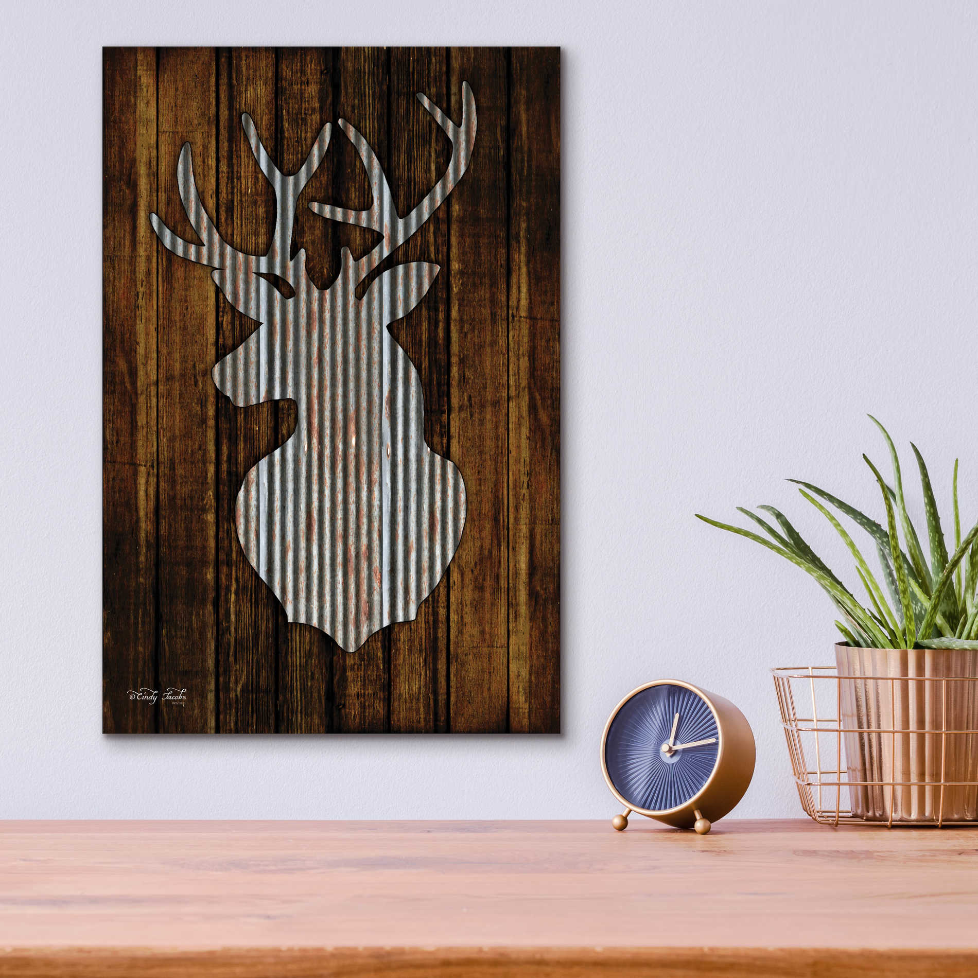 Epic Art 'Deer Head II' by Cindy Jacobs, Acrylic Glass Wall Art,12x16