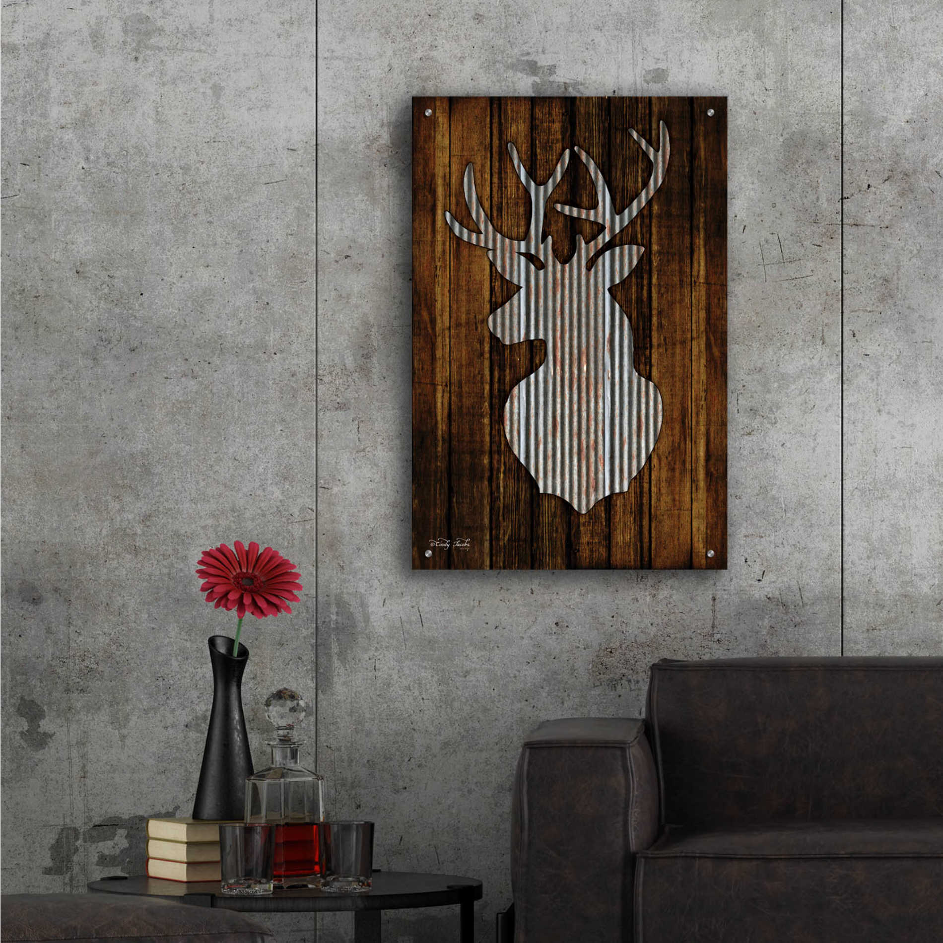 Epic Art 'Deer Head II' by Cindy Jacobs, Acrylic Glass Wall Art,24x36