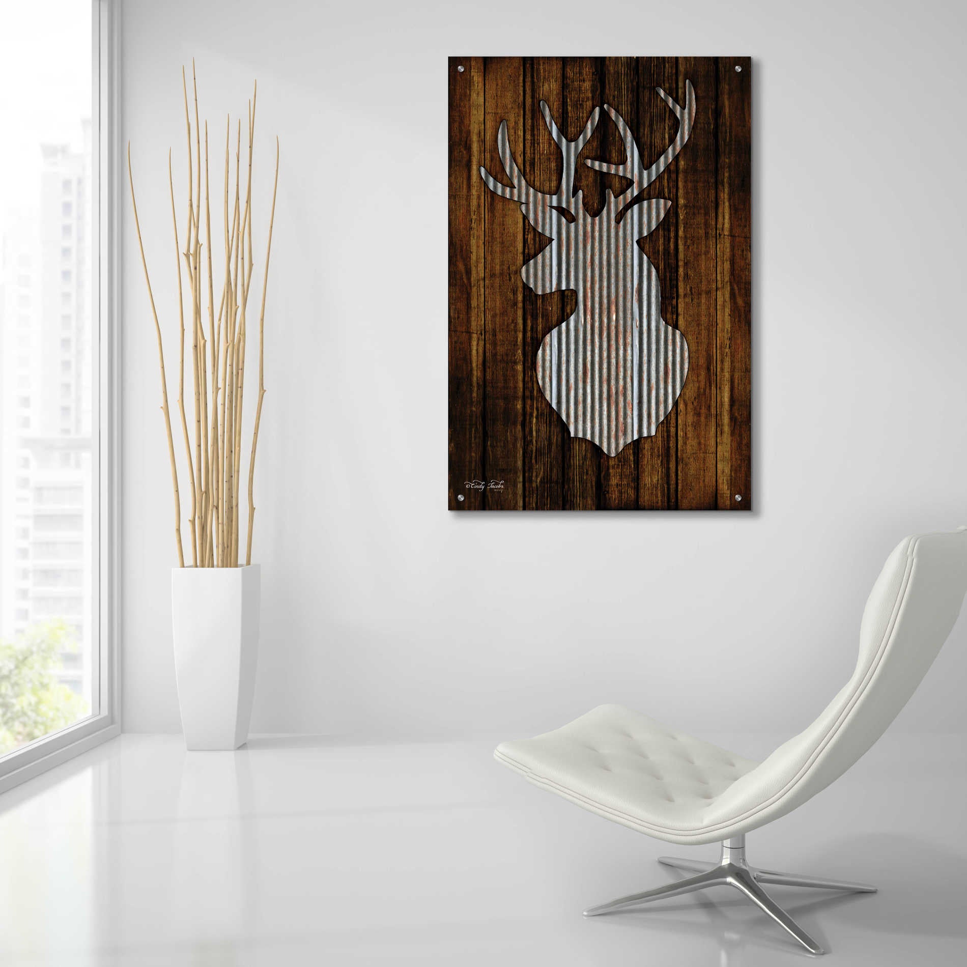 Epic Art 'Deer Head II' by Cindy Jacobs, Acrylic Glass Wall Art,24x36