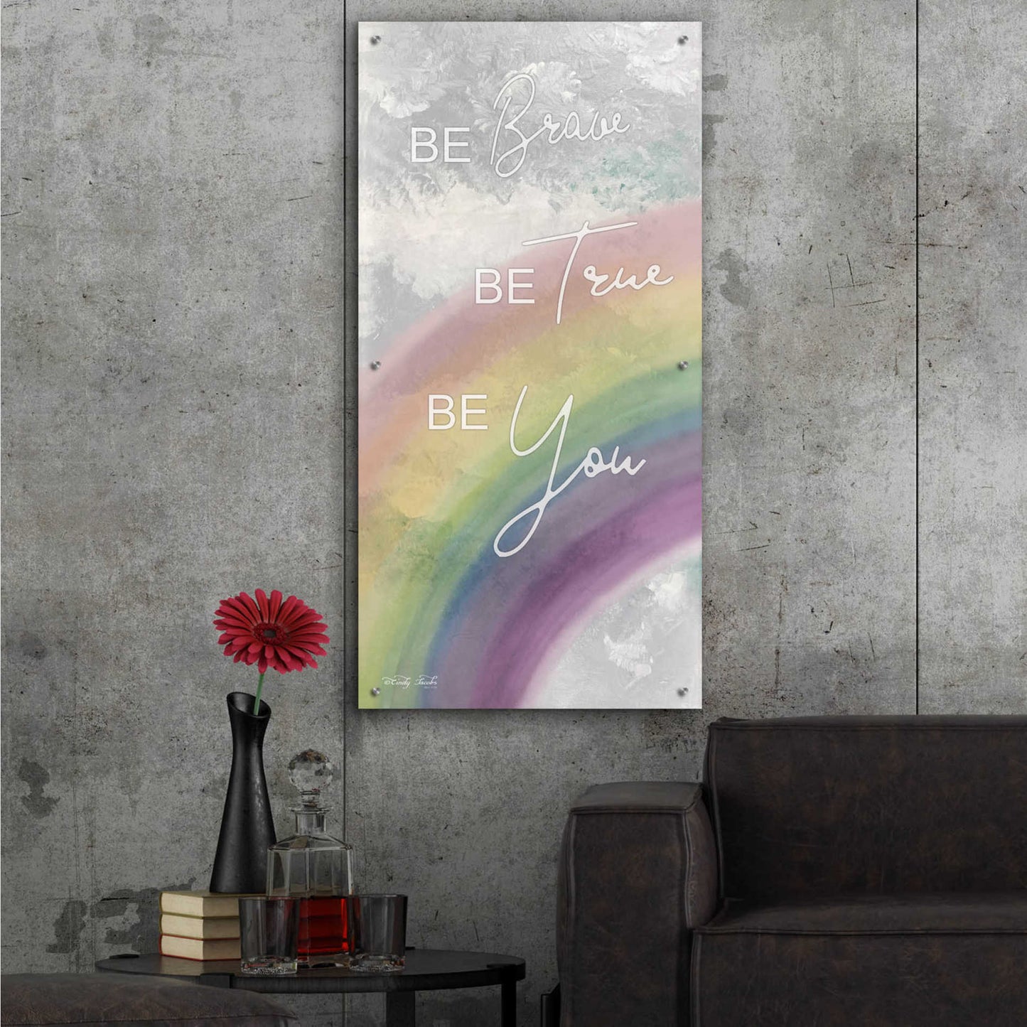 Epic Art 'Be Brave' by Cindy Jacobs, Acrylic Glass Wall Art,24x48